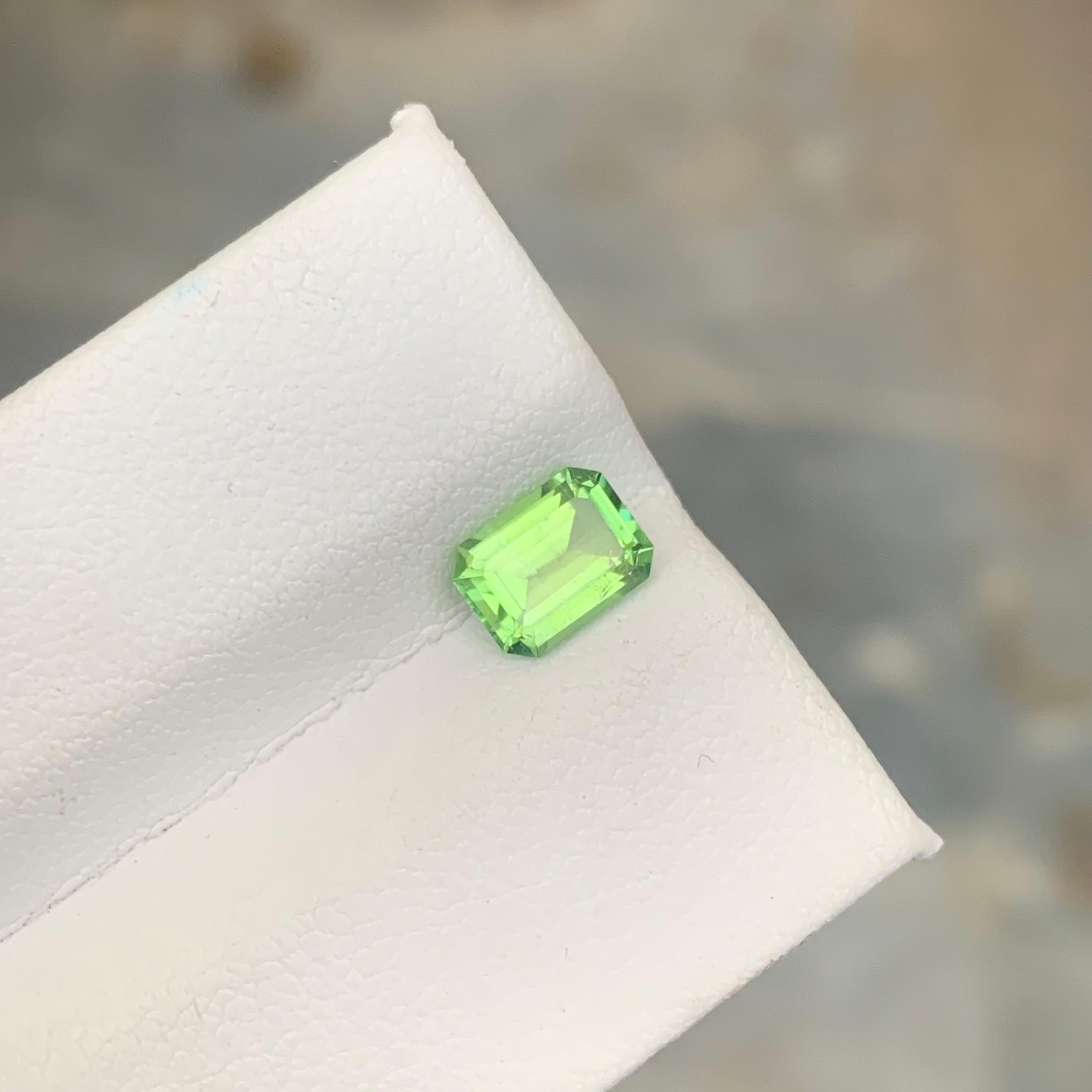 0.95 Carat Natural Loose Green Afghani Tourmaline Emerald Cut Gemstone for Ring For Sale 1