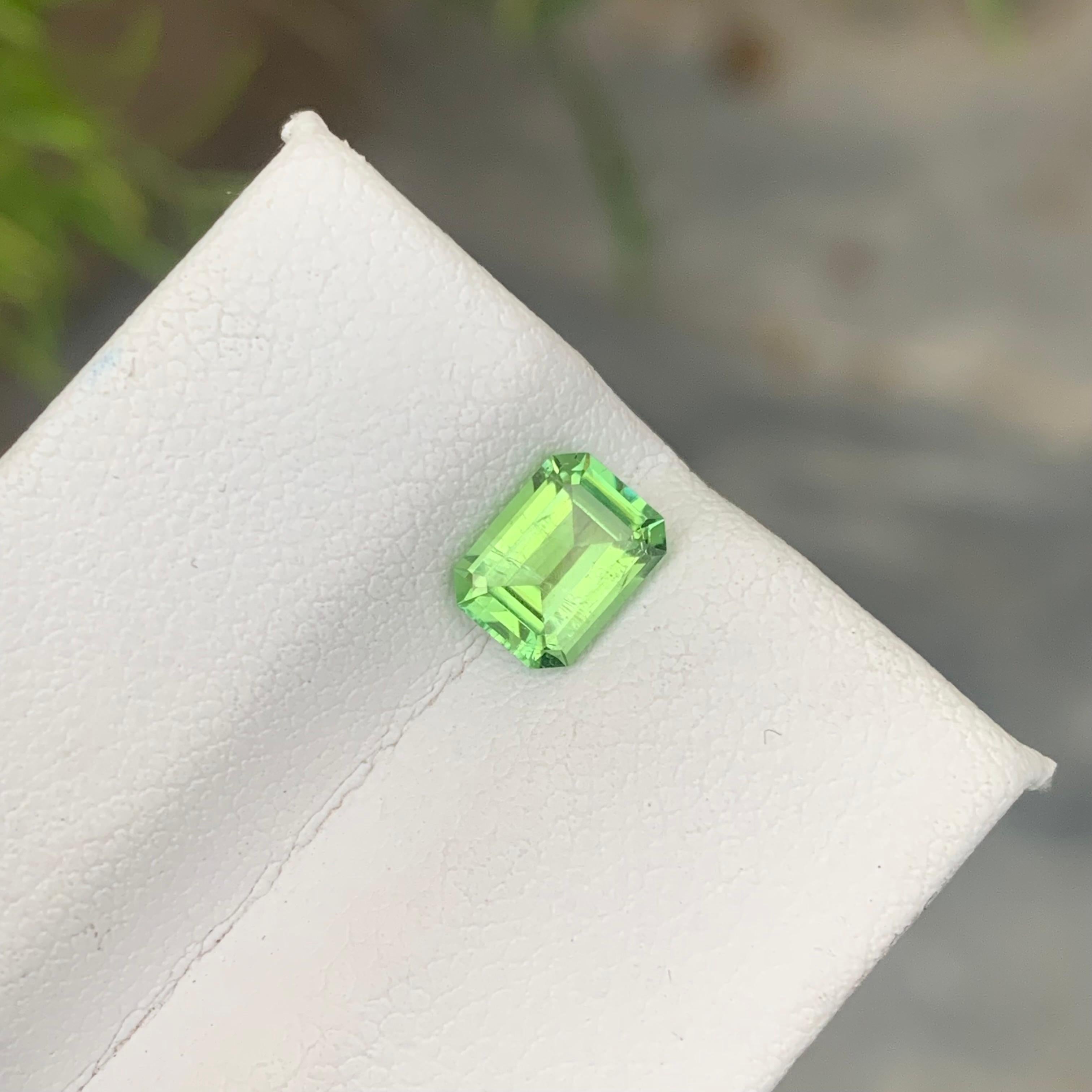 0.95 Carat Natural Loose Green Afghani Tourmaline Emerald Cut Gemstone for Ring For Sale 2