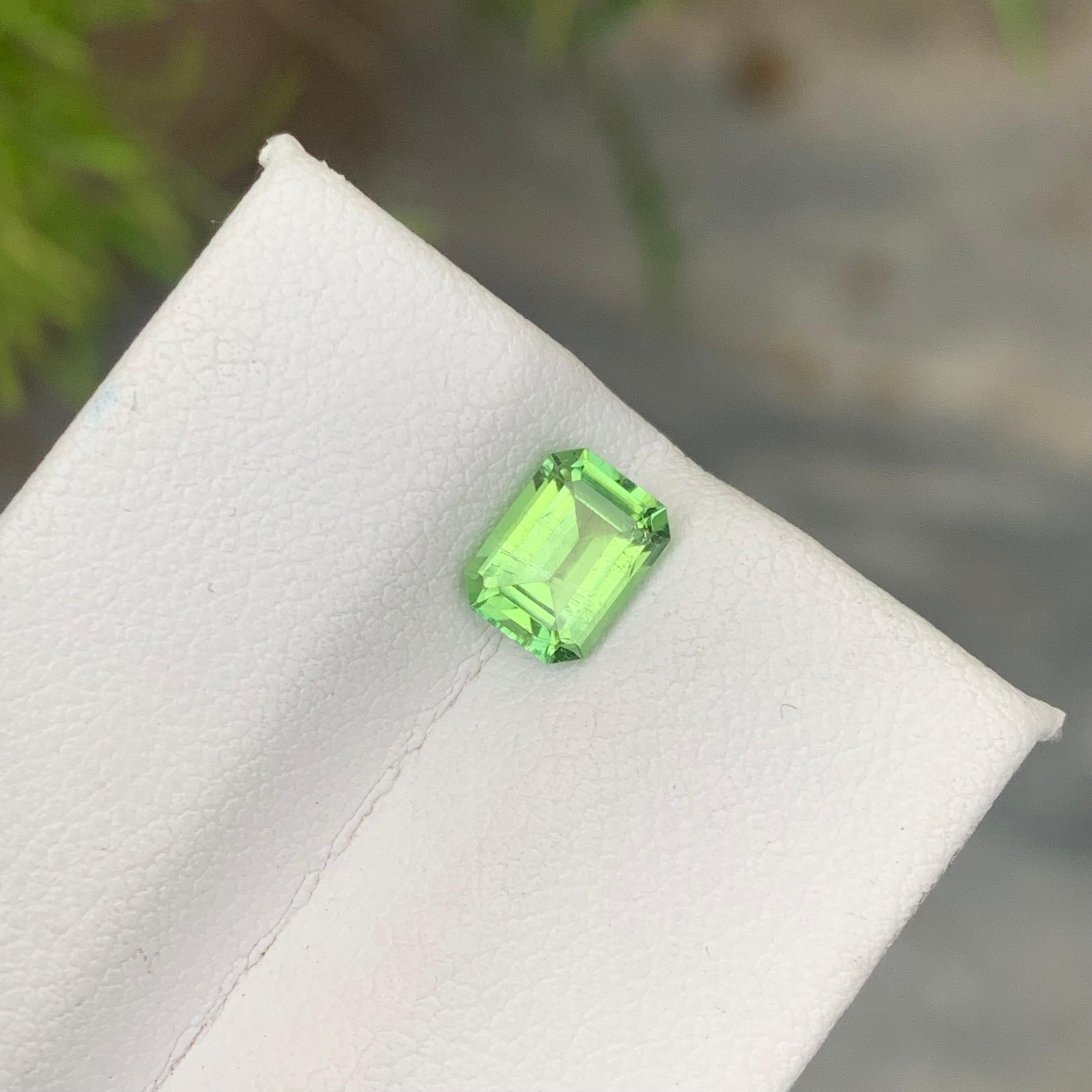 0.95 Carat Natural Loose Green Afghani Tourmaline Emerald Cut Gemstone for Ring For Sale 3