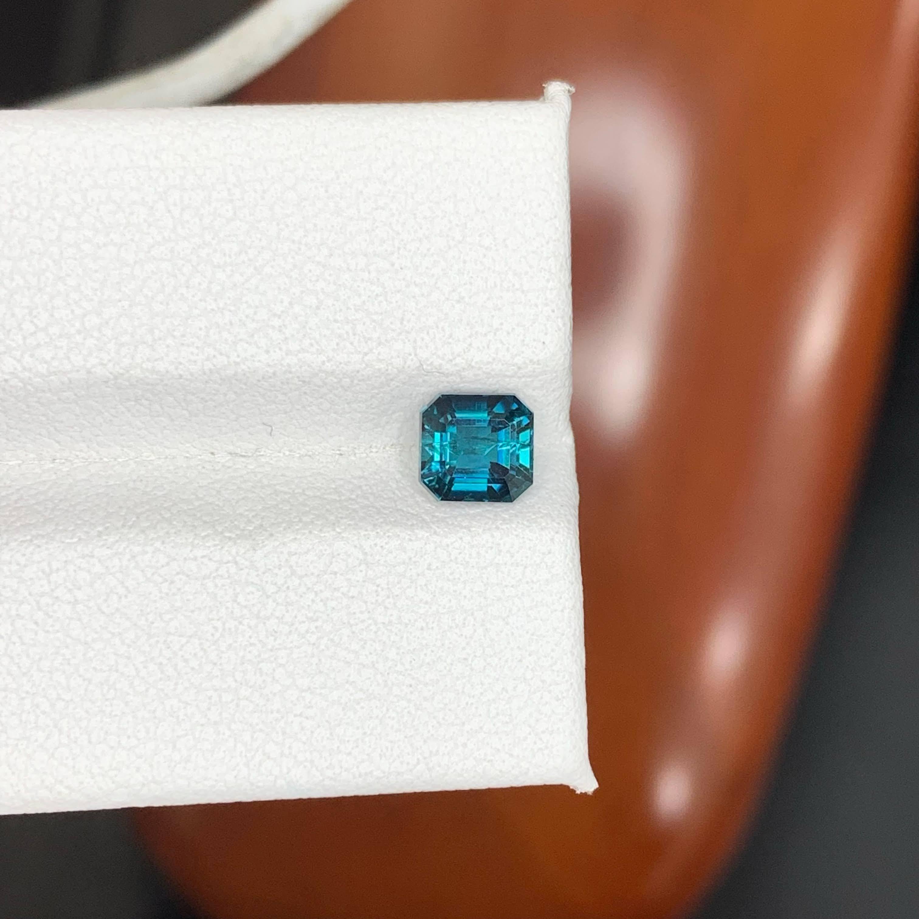 0.95 Carat Natural Loose Lagoon Blue Tourmaline Asscher Cut Afghan Gemstone For Sale 5