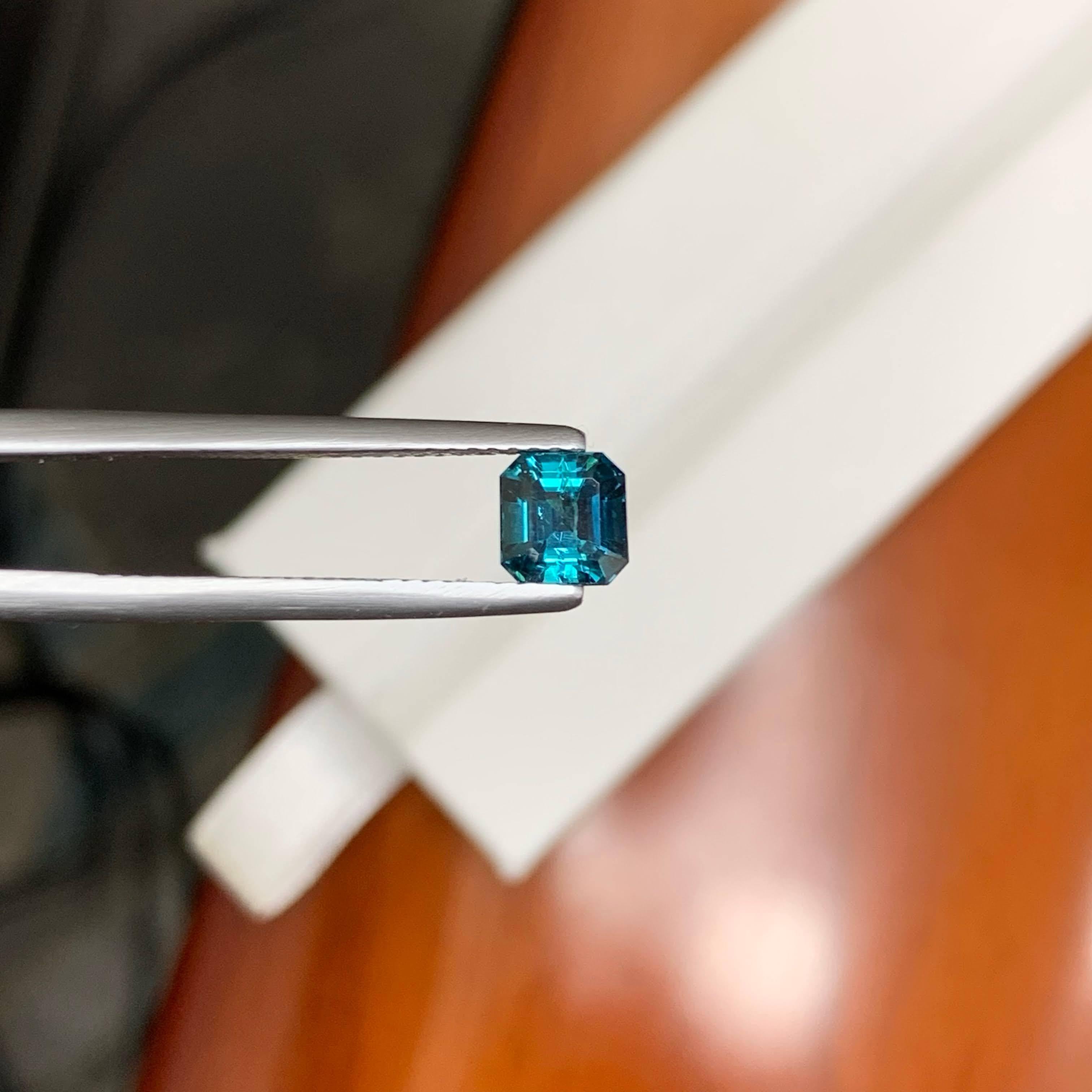 0.95 Carat Natural Loose Lagoon Blue Tourmaline Asscher Cut Afghan Gemstone For Sale 6