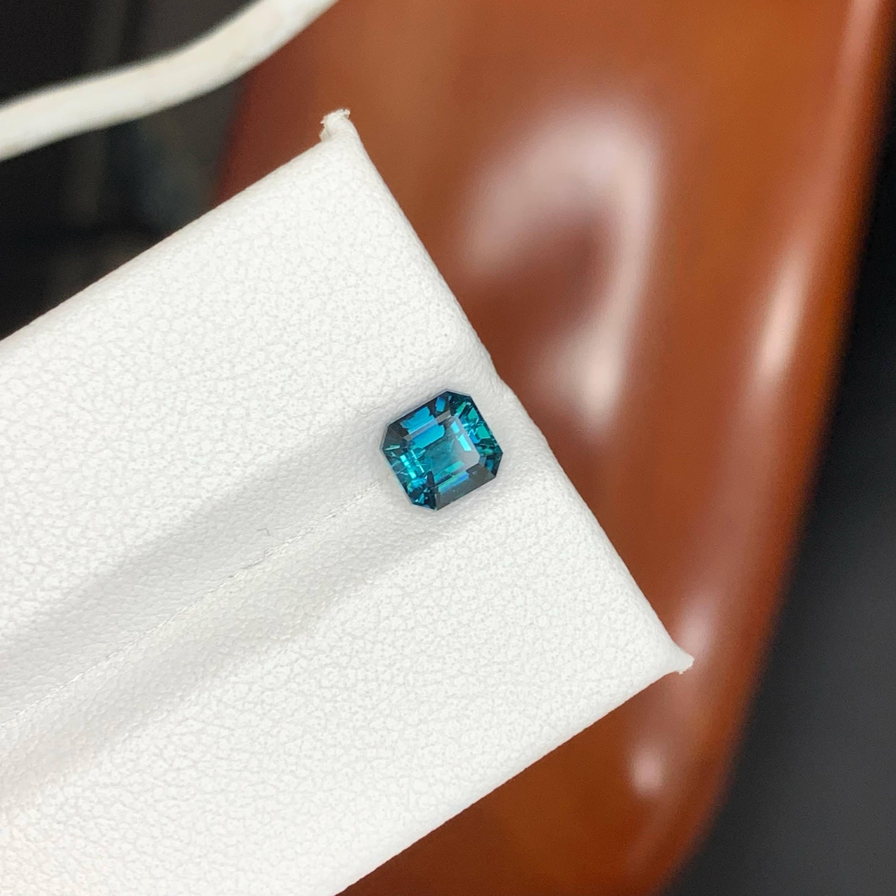 Modern 0.95 Carat Natural Loose Lagoon Blue Tourmaline Asscher Cut Afghan Gemstone For Sale