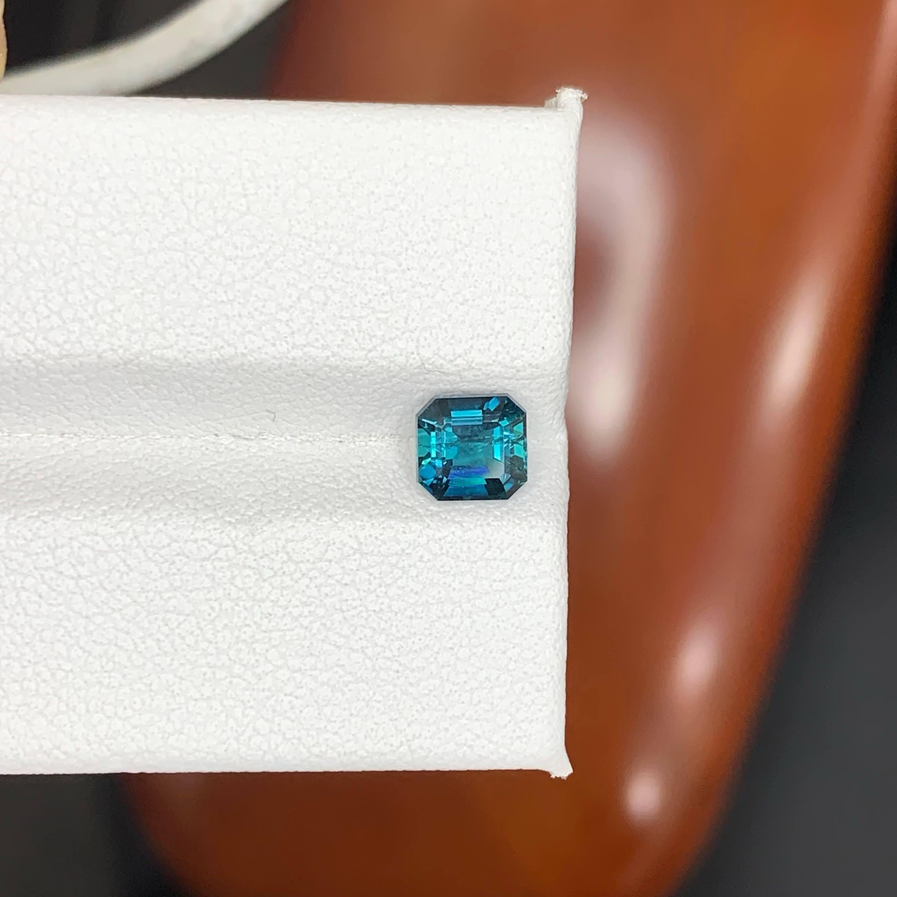 0.95 Carat Natural Loose Lagoon Blue Tourmaline Asscher Cut Afghan Gemstone For Sale 1