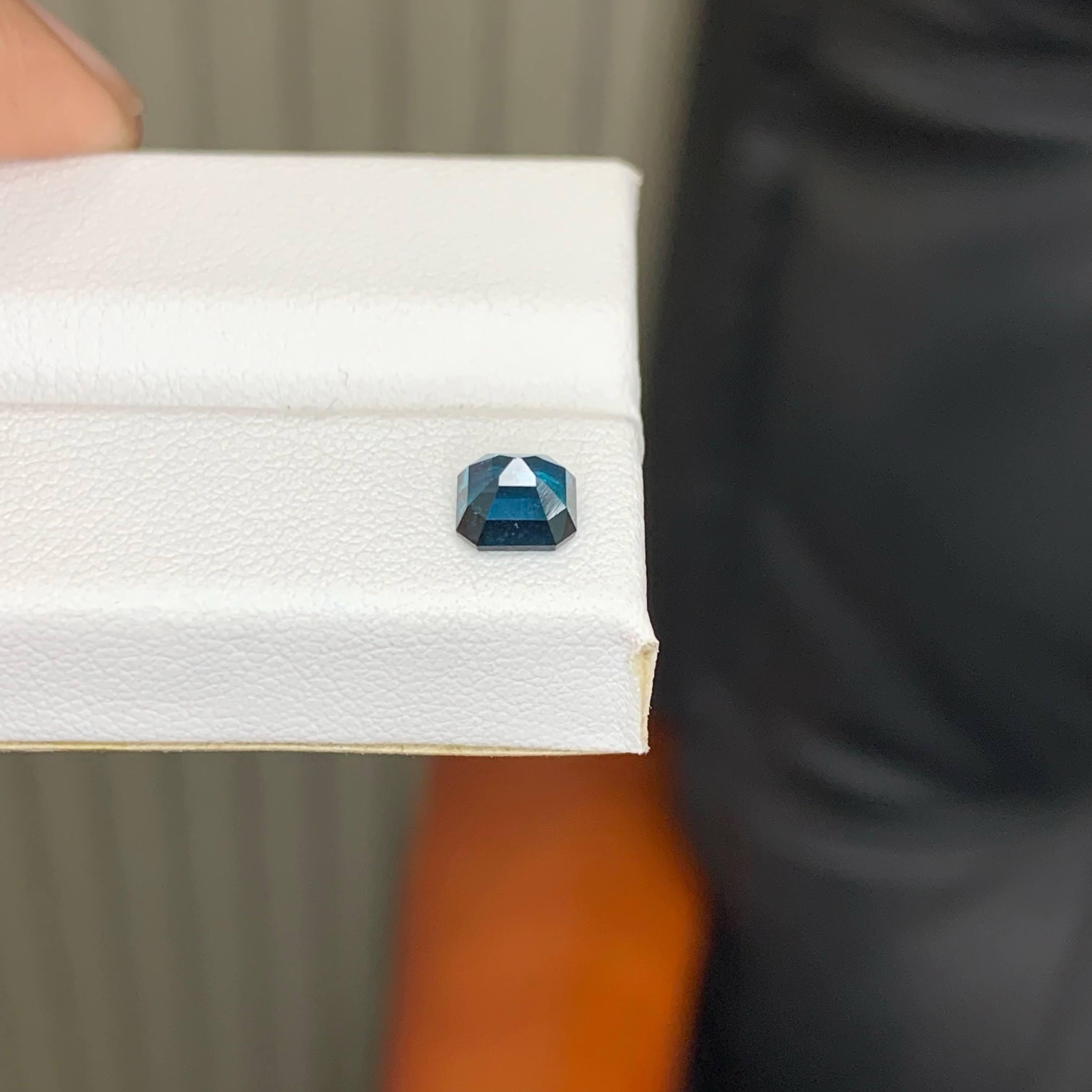 0.95 Carat Natural Loose Lagoon Blue Tourmaline Asscher Cut Afghan Gemstone For Sale 3