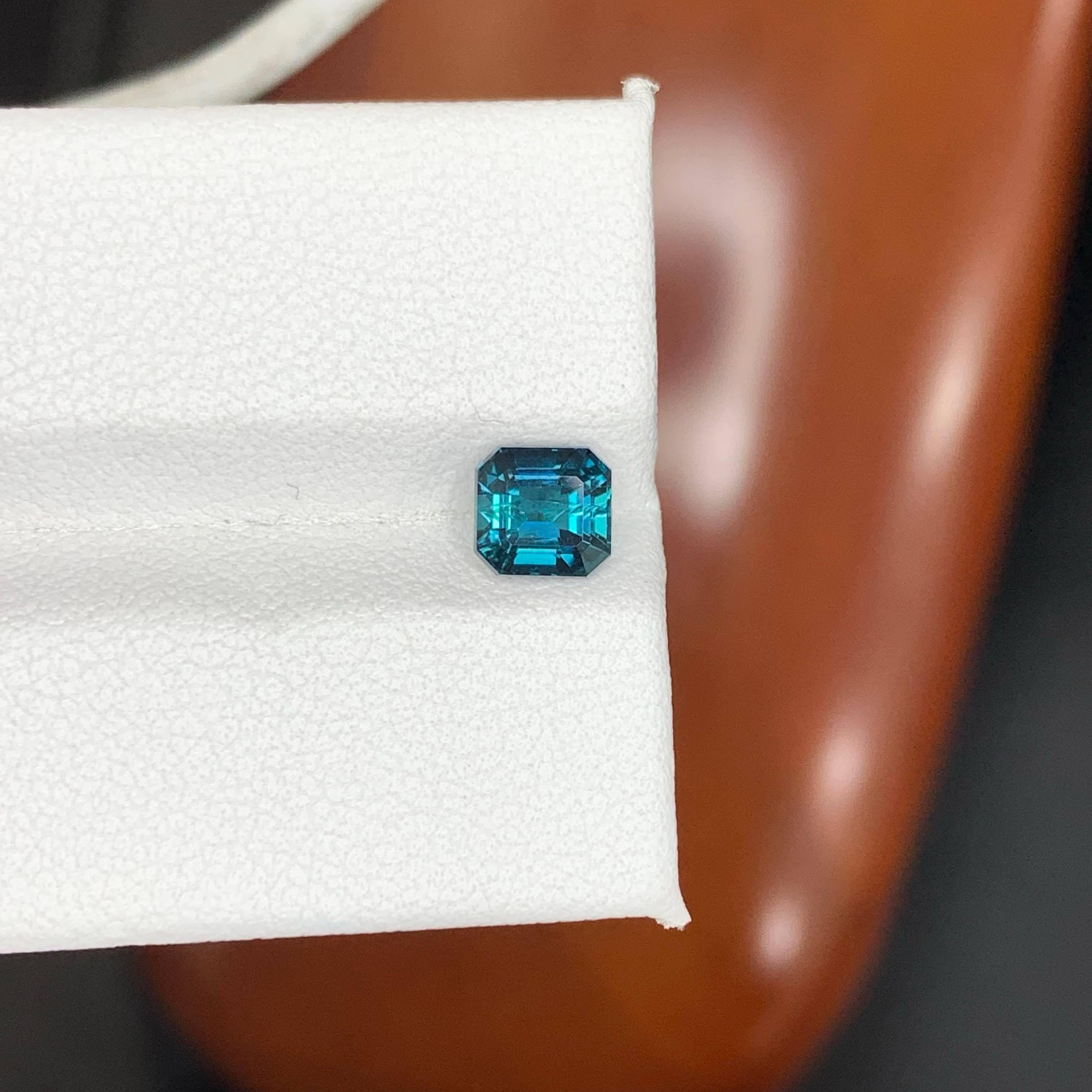 0.95 Carat Natural Loose Lagoon Blue Tourmaline Asscher Cut Afghan Gemstone For Sale 4