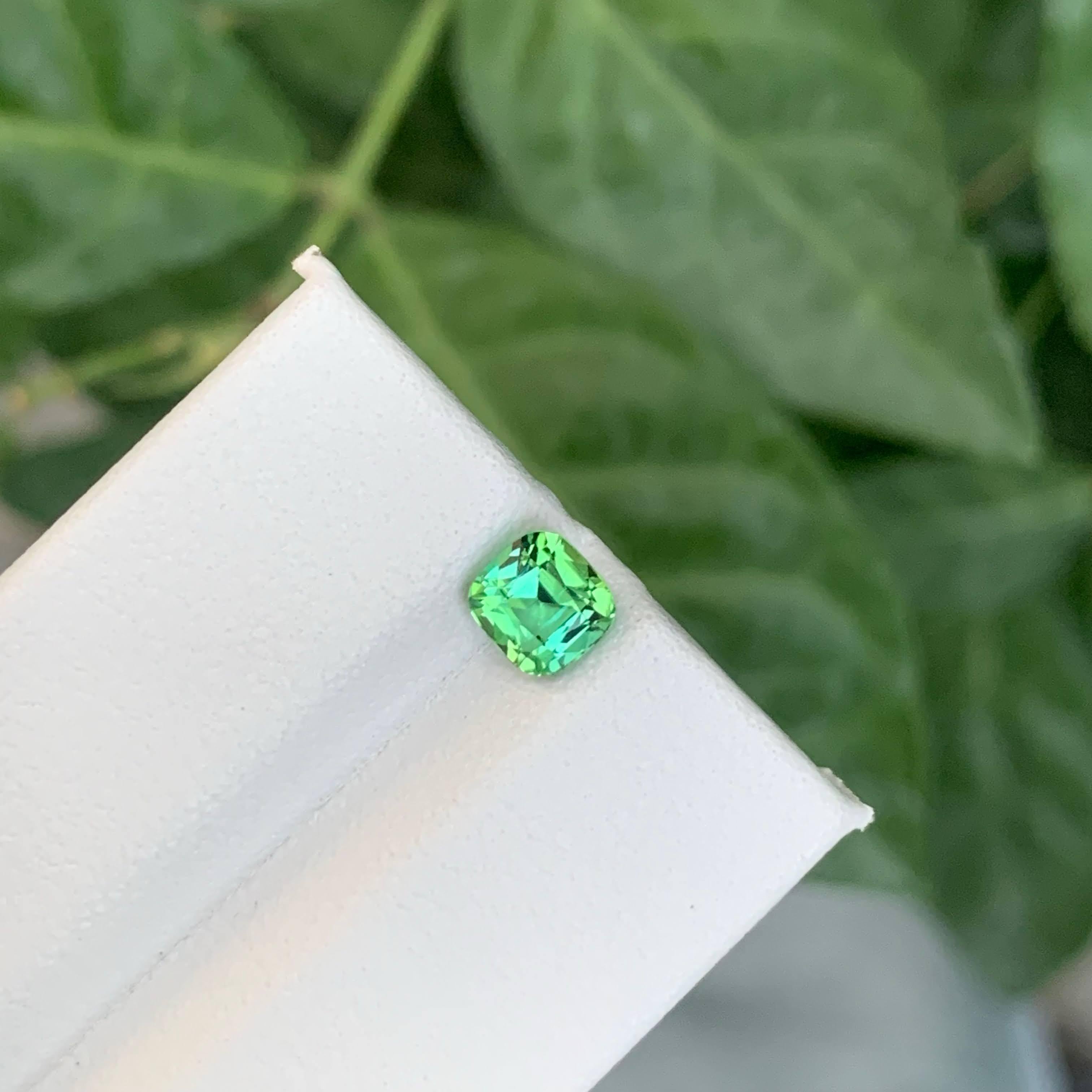 0.95 Carat Natural Loose Lagoon Green Tourmaline Cushion Cut Afghan Gemstone For Sale 6