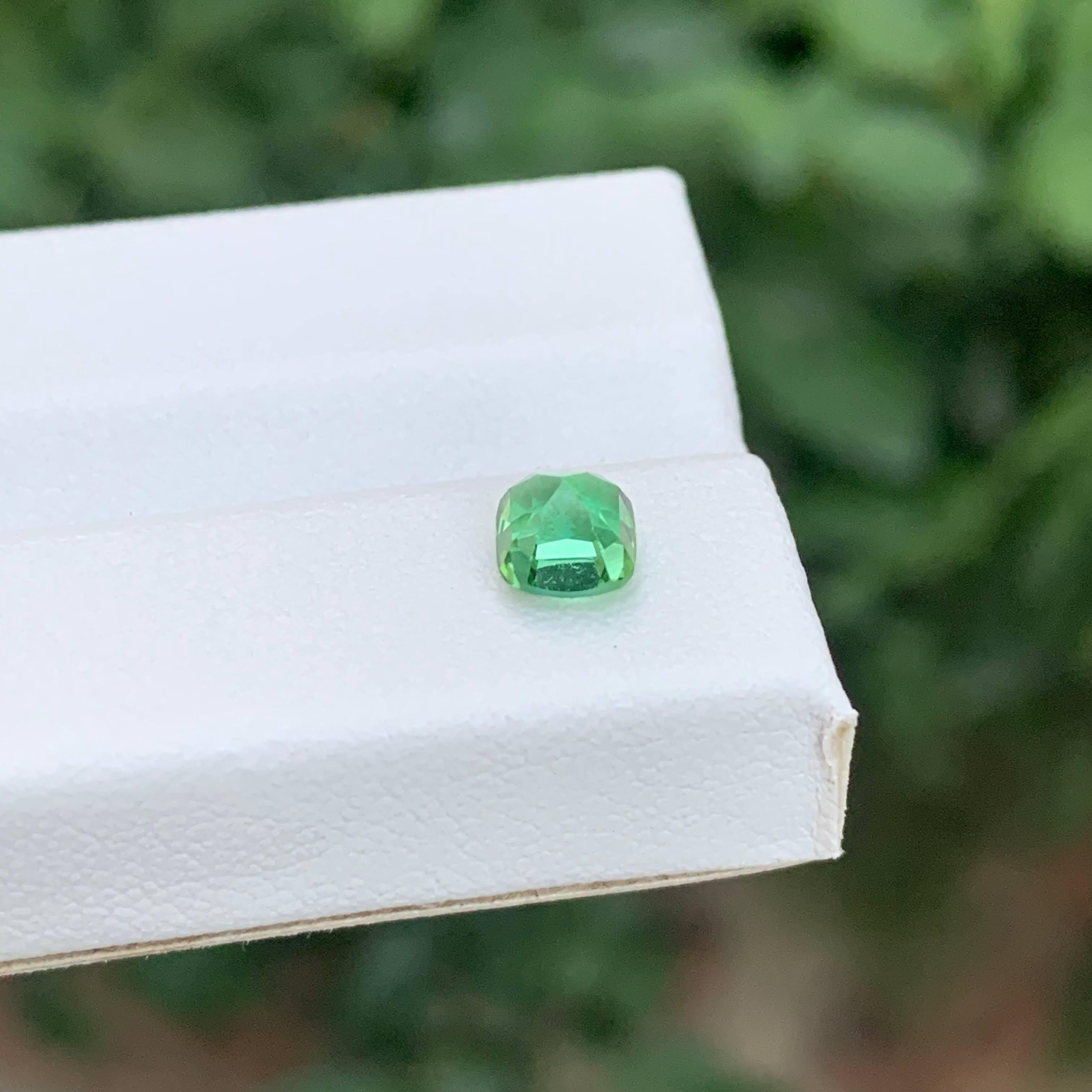 Modern 0.95 Carat Natural Loose Lagoon Green Tourmaline Cushion Cut Afghan Gemstone For Sale