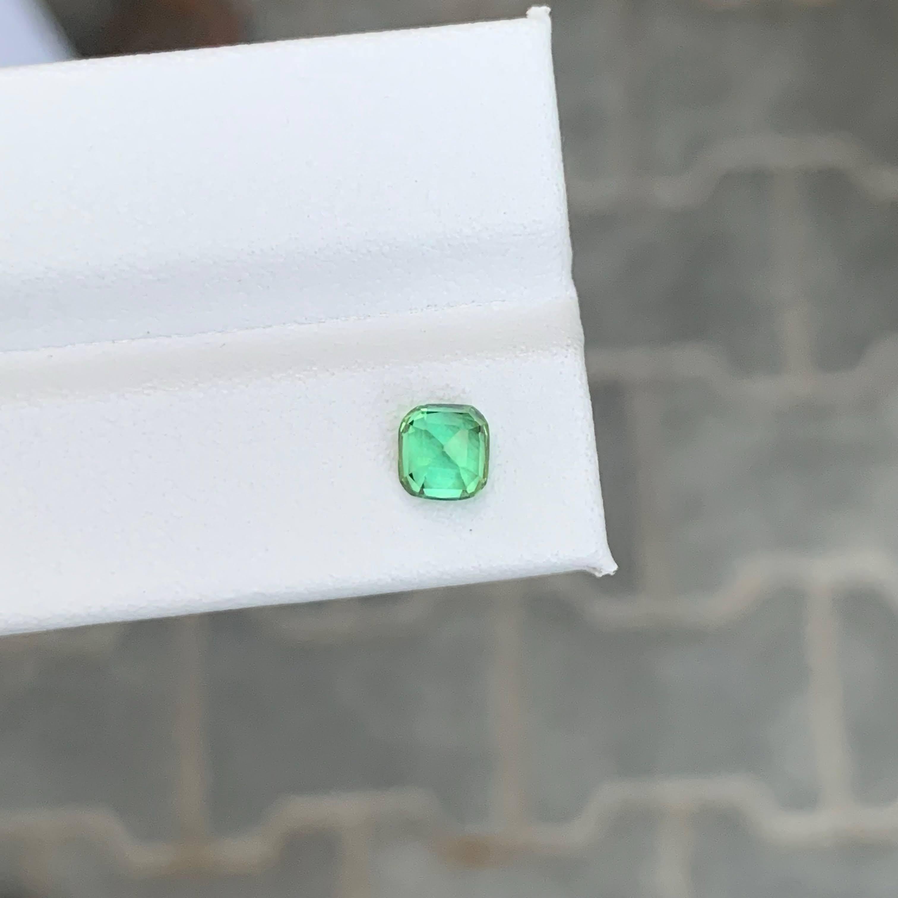 0.95 Carat Natural Loose Lagoon Green Tourmaline Cushion Cut Afghan Gemstone In New Condition For Sale In Bangkok, TH