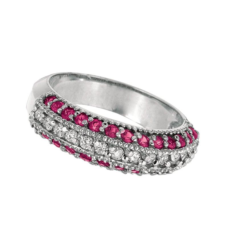 For Sale:  0.95 Carat Natural Pink Sapphire and Diamond Fashion Ring Band 14 Karat Gold 2