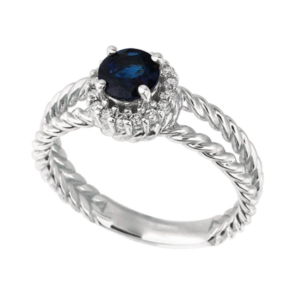 For Sale:  0.95 Carat Natural Sapphire and Diamond Ring 14 Karat White Gold