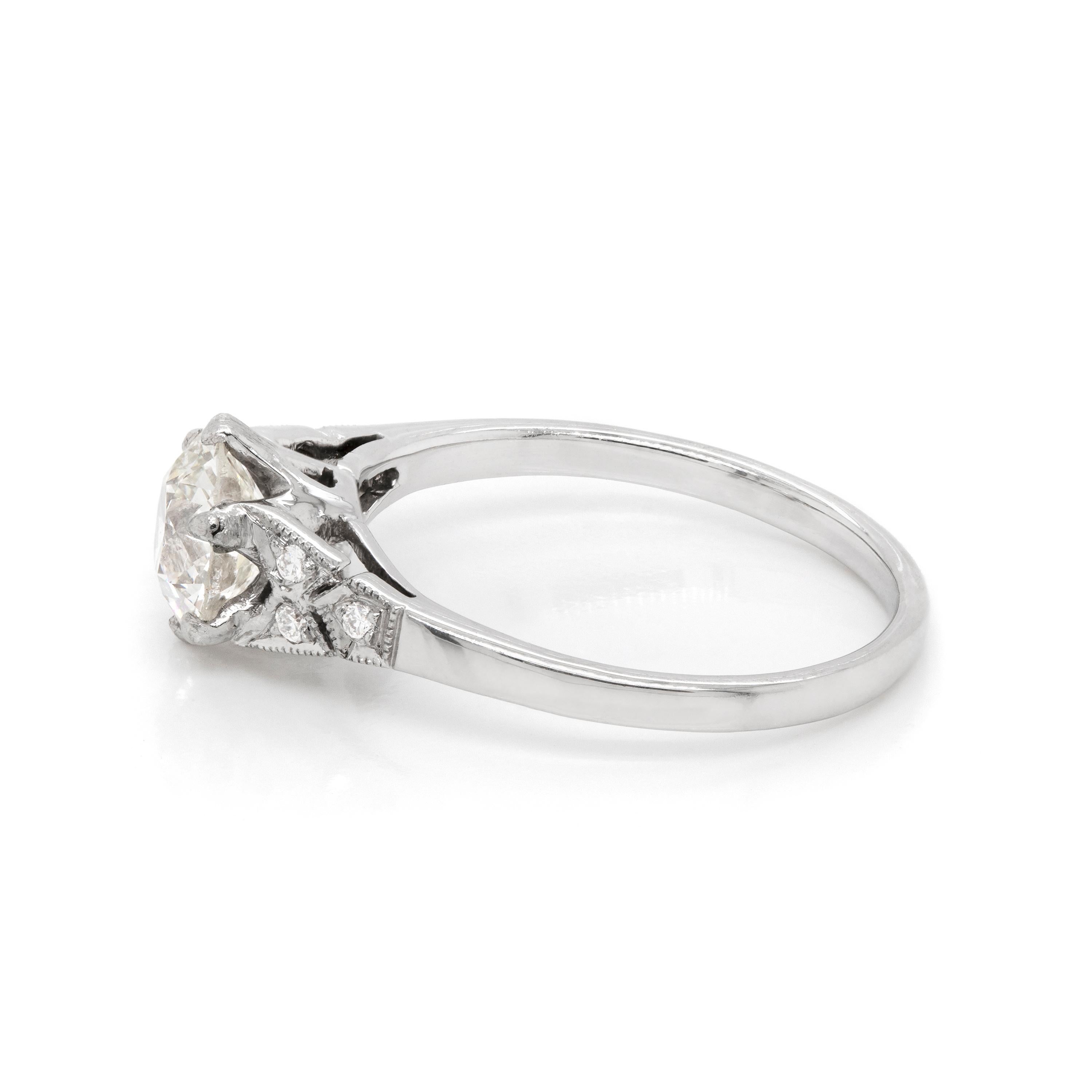 0,95 Karat Diamant im Altschliff Platin Verlobungsring, ca. 2000er Jahre (Edwardian) im Angebot