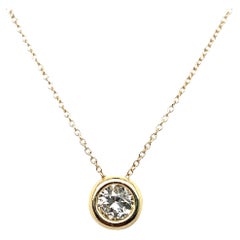 Collier pendentif en or jaune 14k avec diamant européen de 0,95 carat
