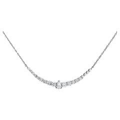 0.95 Carat Pear and Round Diamond Necklace in 14K White Gold, Shlomit Rogel