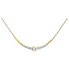 0.95 Carat Pear and Round Diamond Necklace in 14K Yellow Gold, Shlomit Rogel