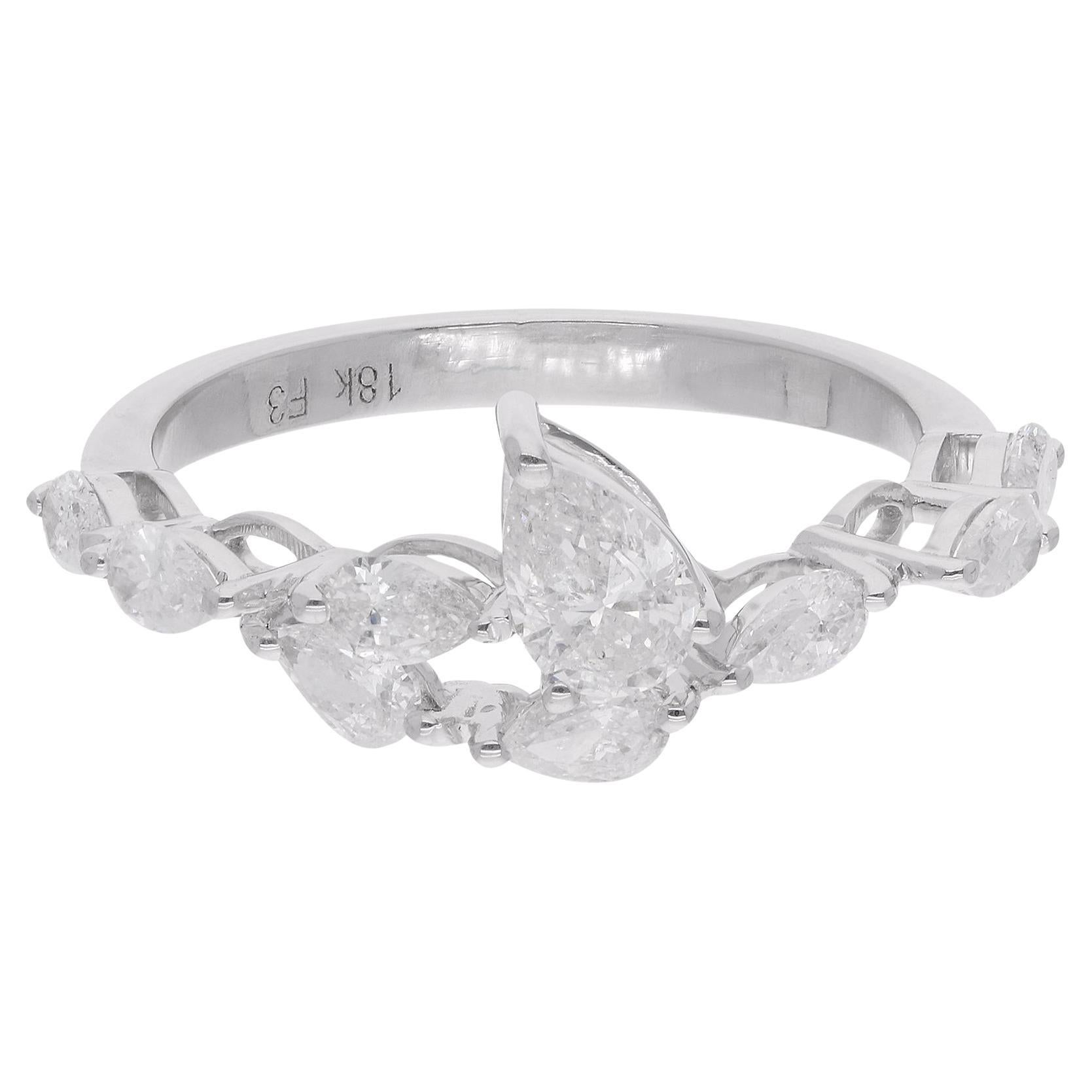 0.95 Carat Pear
Marquise Diamond Ring 14 Karat White Gold Handmade Jewelry