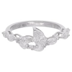 0.95 Carat Pear 
Marquise Diamond Ring 14 Karat White Gold Handmade Jewelry