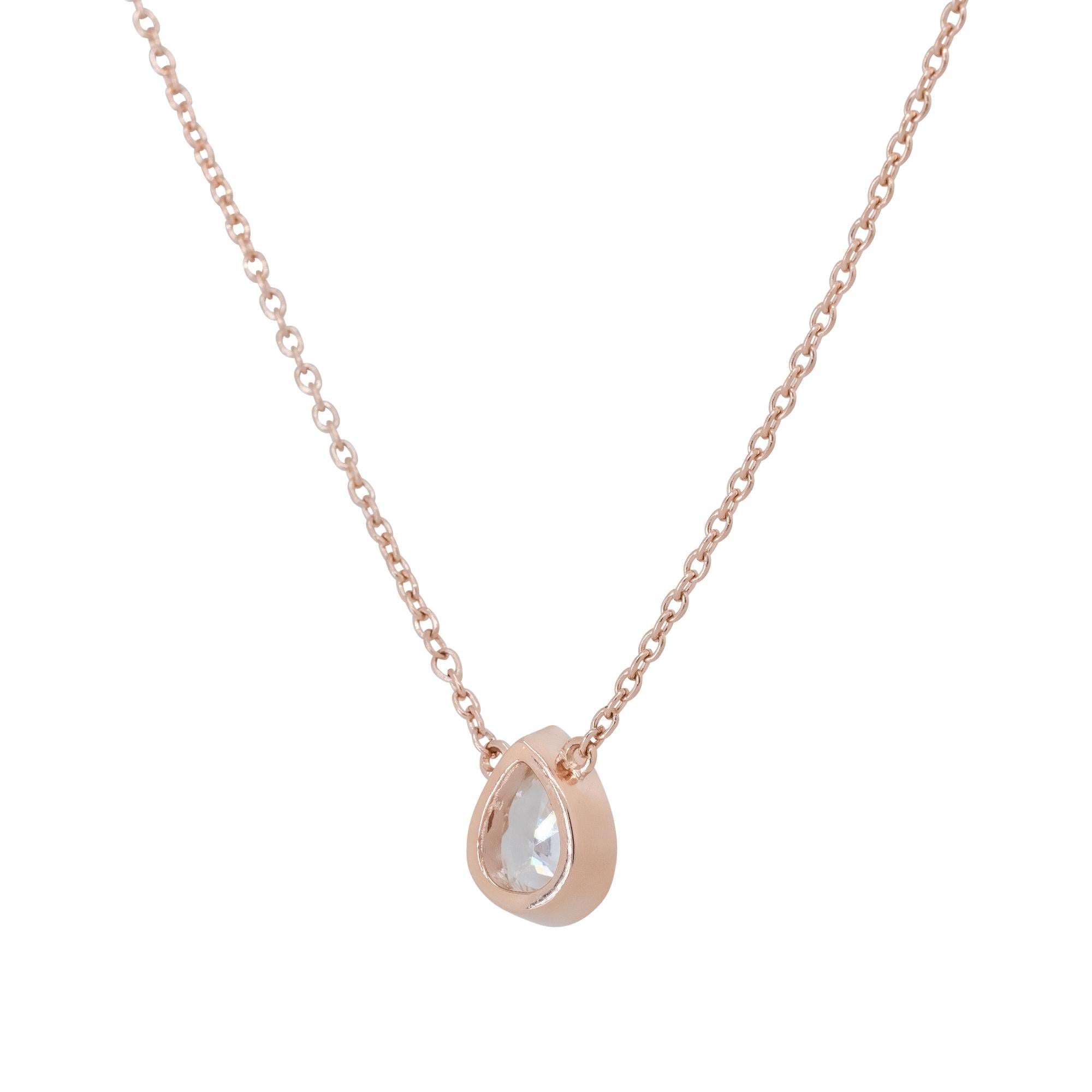 Women's or Men's 0.95 Carat Pear Shape Diamond Pendant Necklace 14 Karat in Stock For Sale