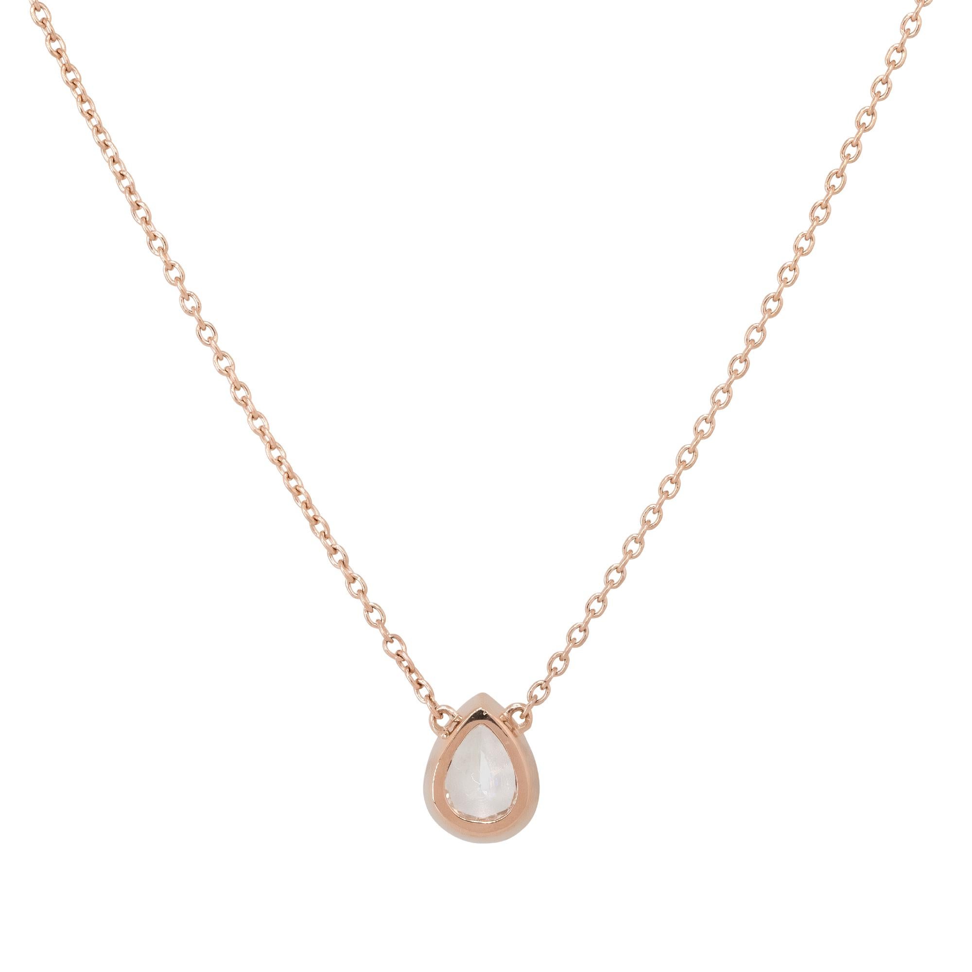 0.95 Carat Pear Shape Diamond Pendant Necklace 14 Karat in Stock For Sale 1