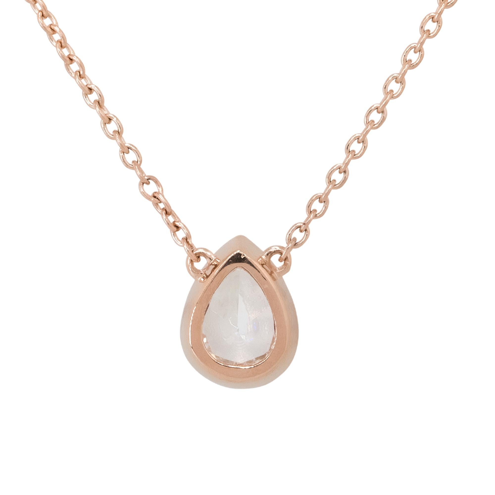 0.95 Carat Pear Shape Diamond Pendant Necklace 14 Karat in Stock For Sale 2