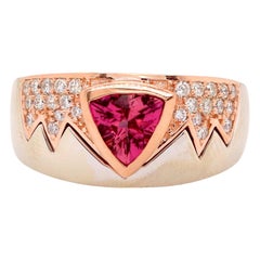 0.95 Carat Pink Tourmaline and Diamond Men's Ring