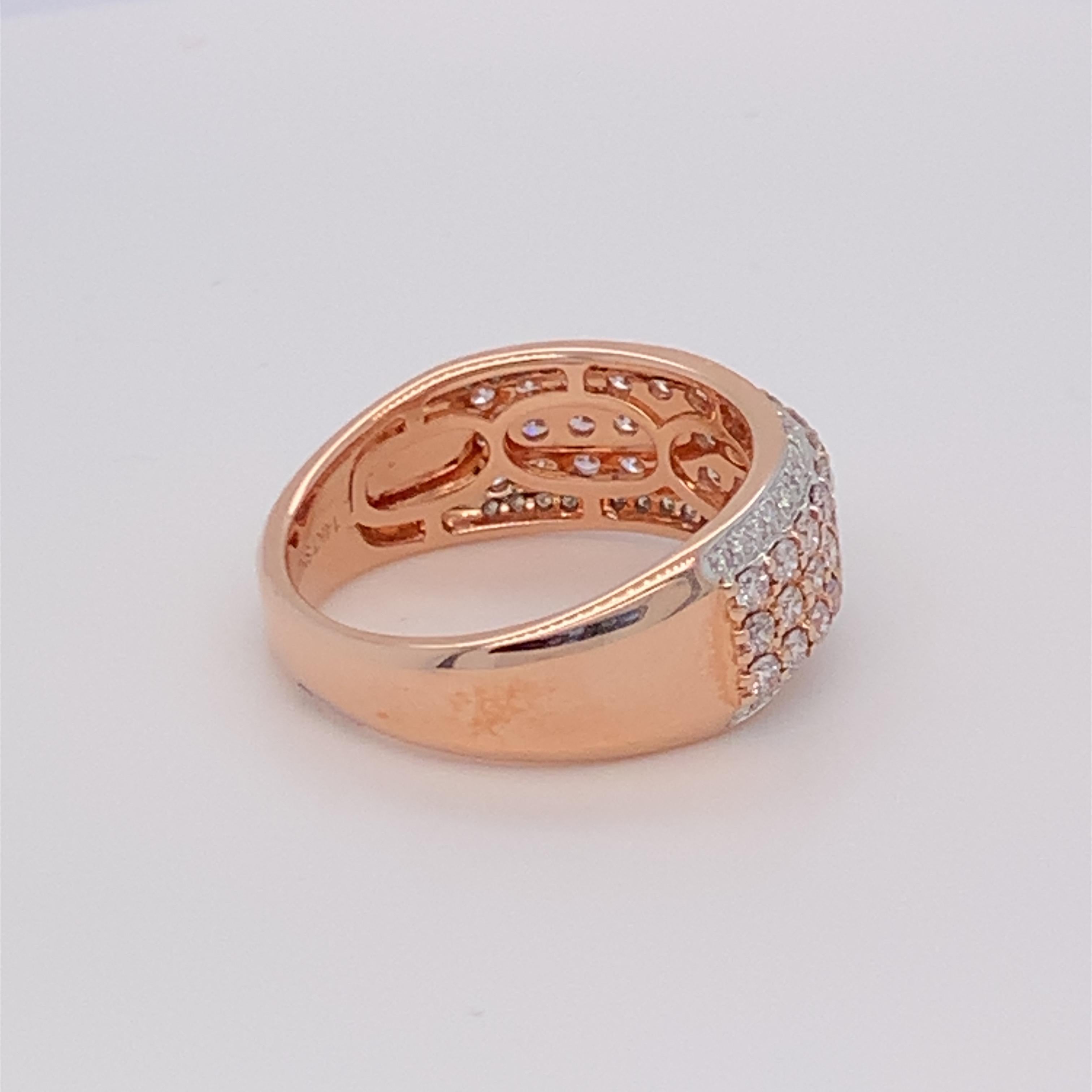 0,95 Karat rosa & weißer Diamantring aus 14 Karat zweifarbigem Gold im Angebot 4