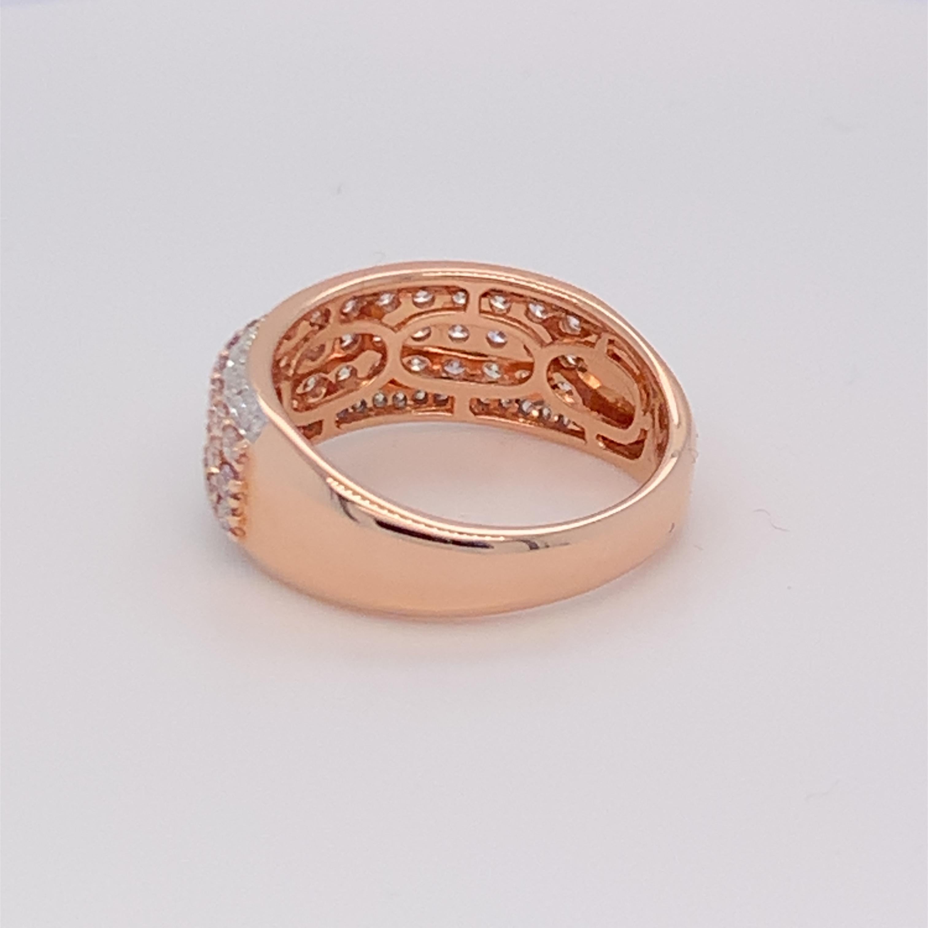 0,95 Karat rosa & weißer Diamantring aus 14 Karat zweifarbigem Gold im Angebot 6