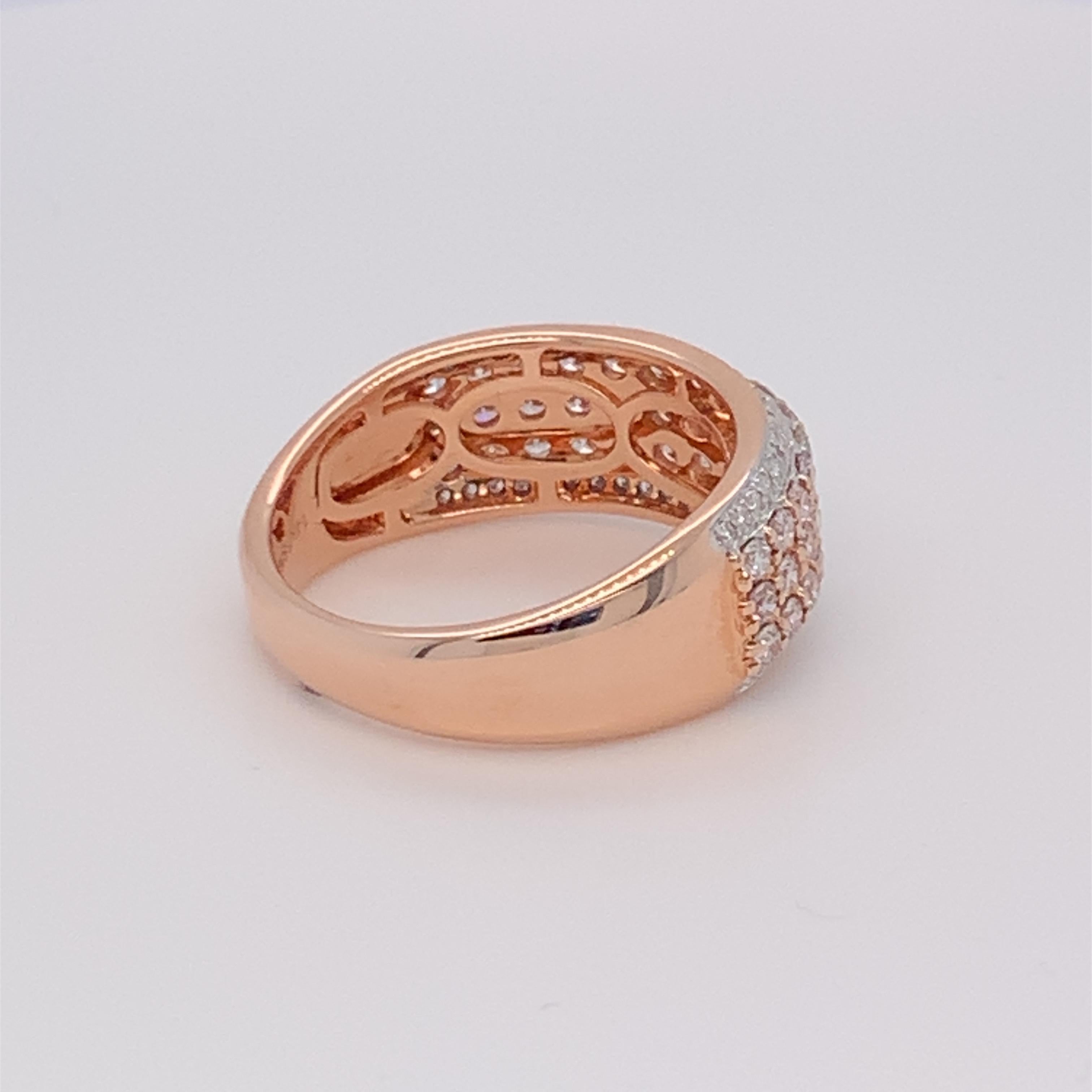 0.95 Carat Pink & White Diamond Band in 14k Two Tone Gold For Sale 7