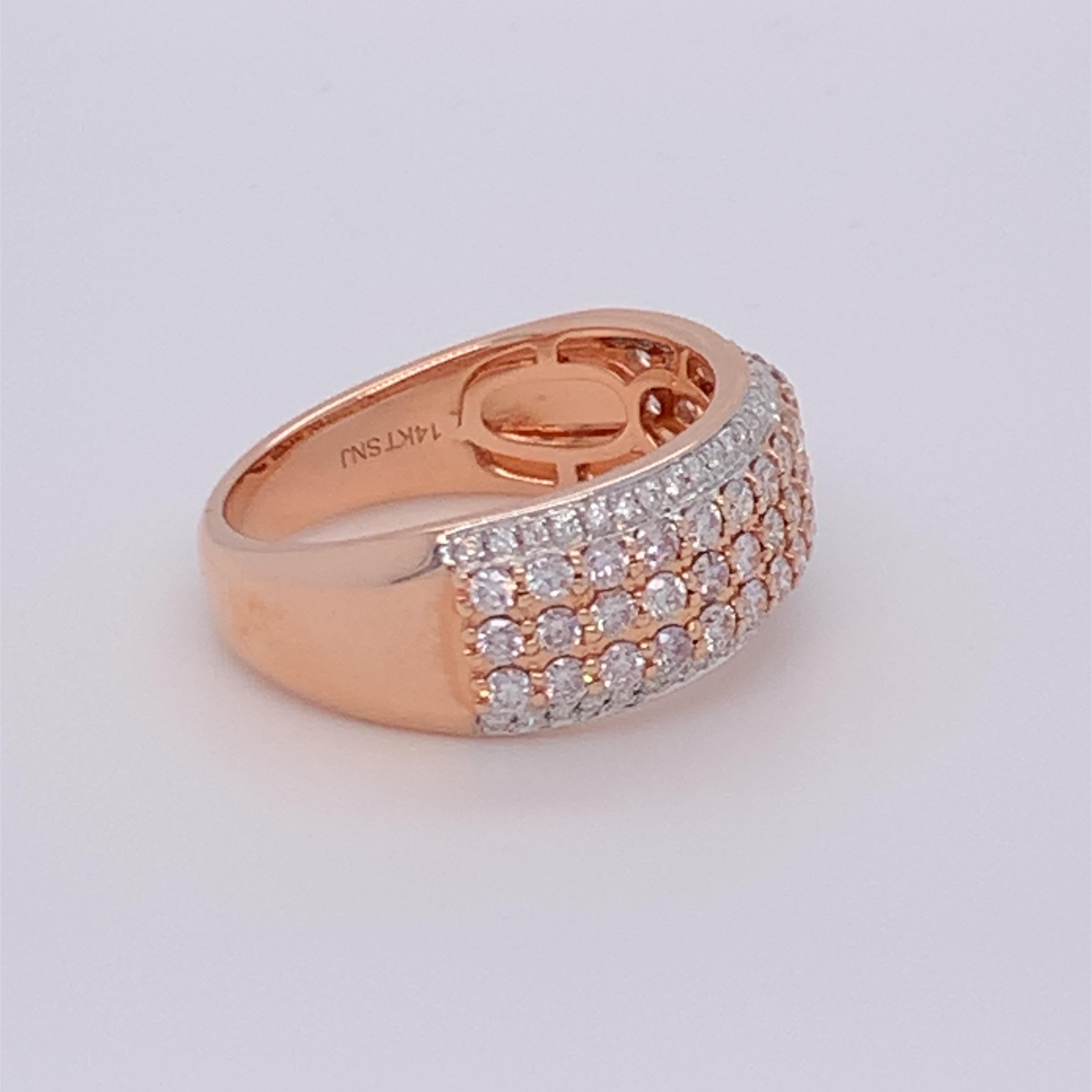 0.95 Carat Pink & White Diamond Band in 14k Two Tone Gold For Sale 8