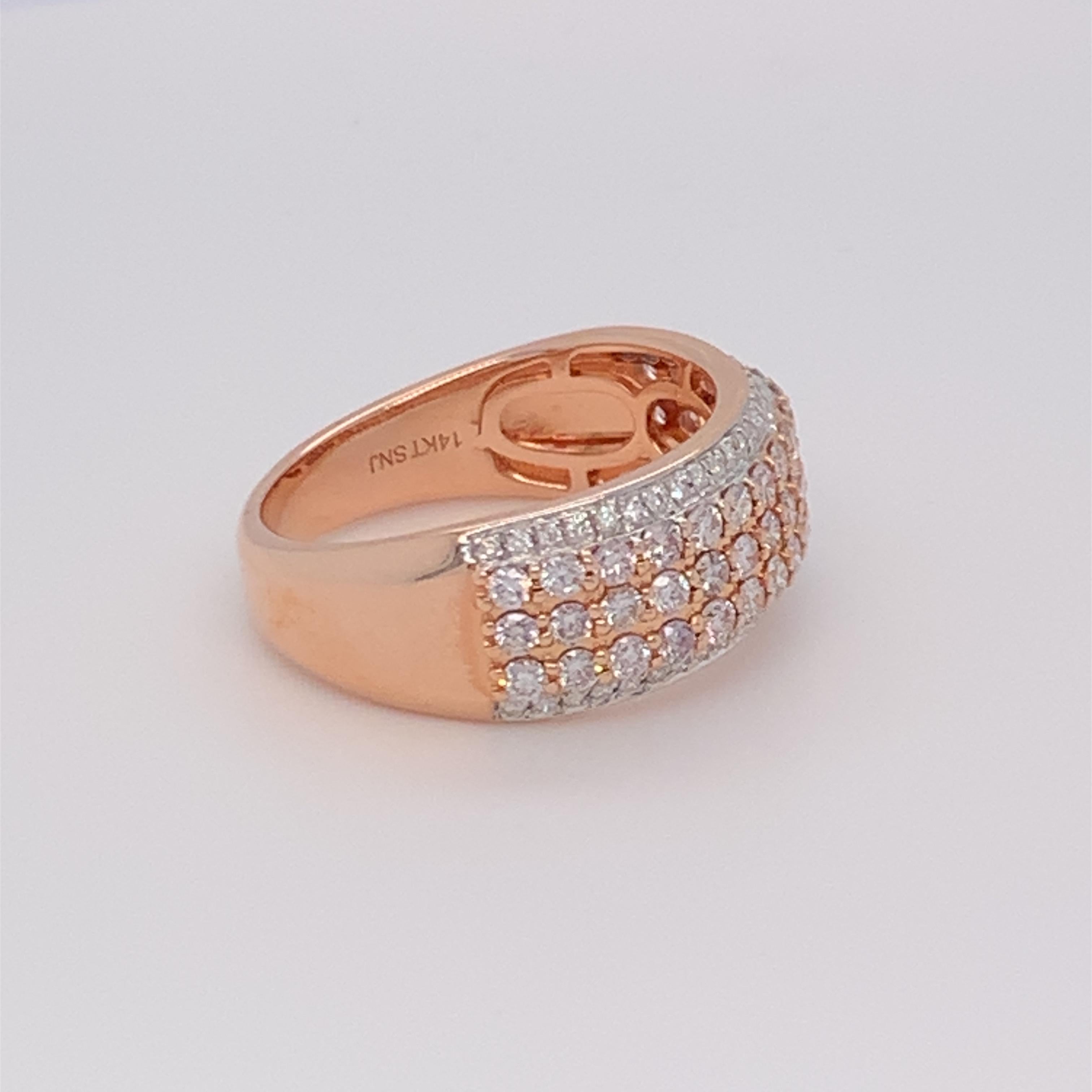 0.95 Carat Pink & White Diamond Band in 14k Two Tone Gold For Sale 9
