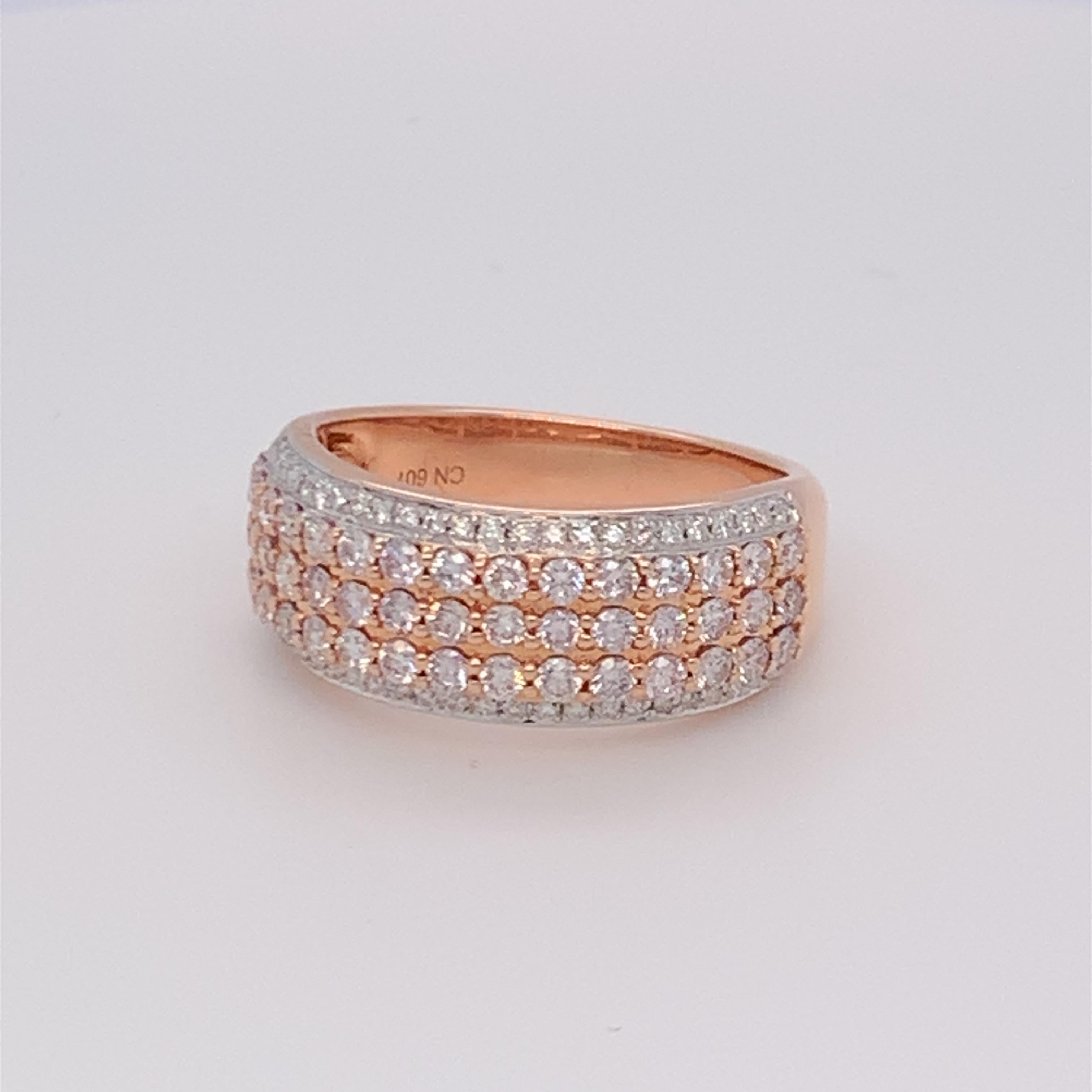 0,95 Karat rosa & weißer Diamantring aus 14 Karat zweifarbigem Gold (Kunsthandwerker*in) im Angebot