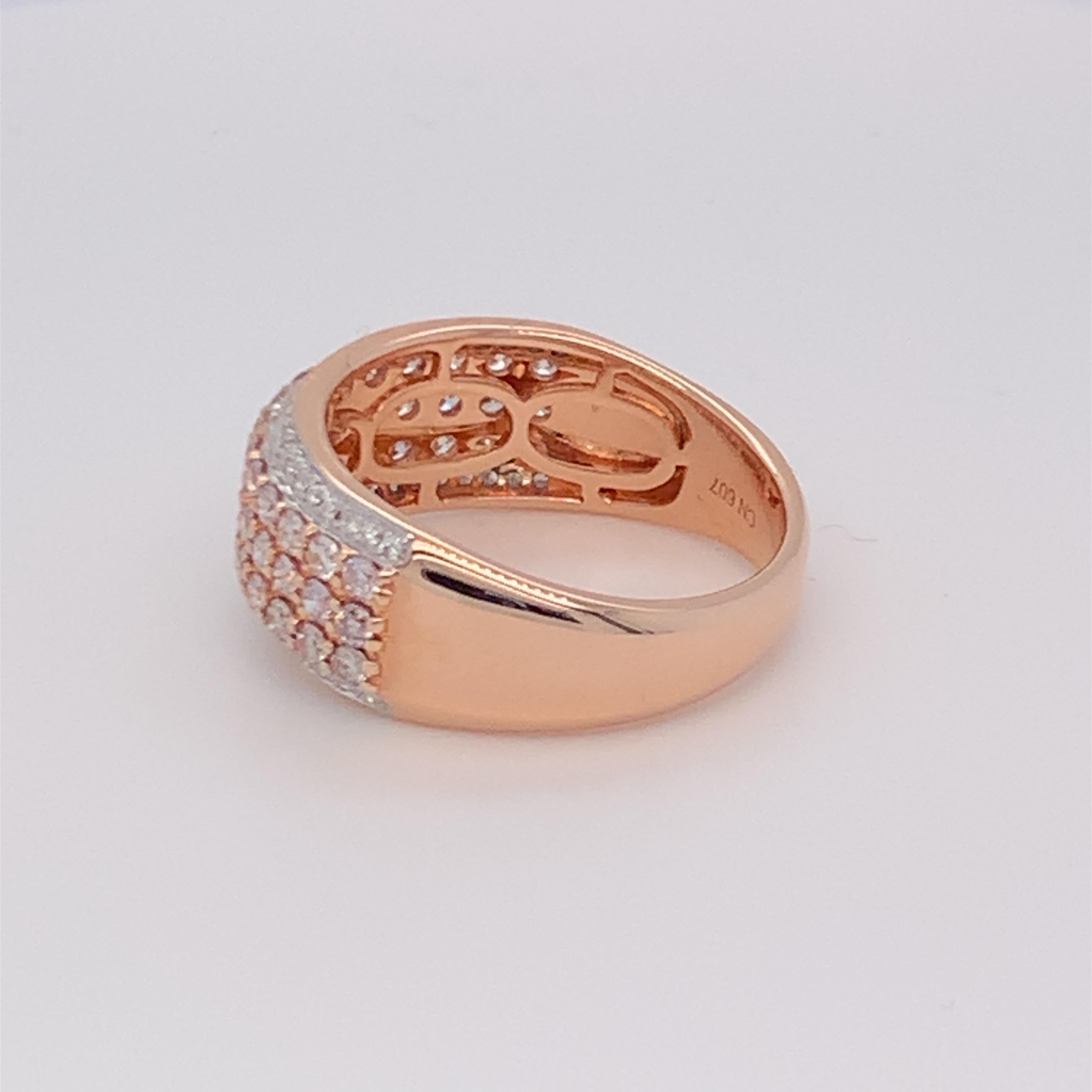 0,95 Karat rosa & weißer Diamantring aus 14 Karat zweifarbigem Gold im Angebot 2