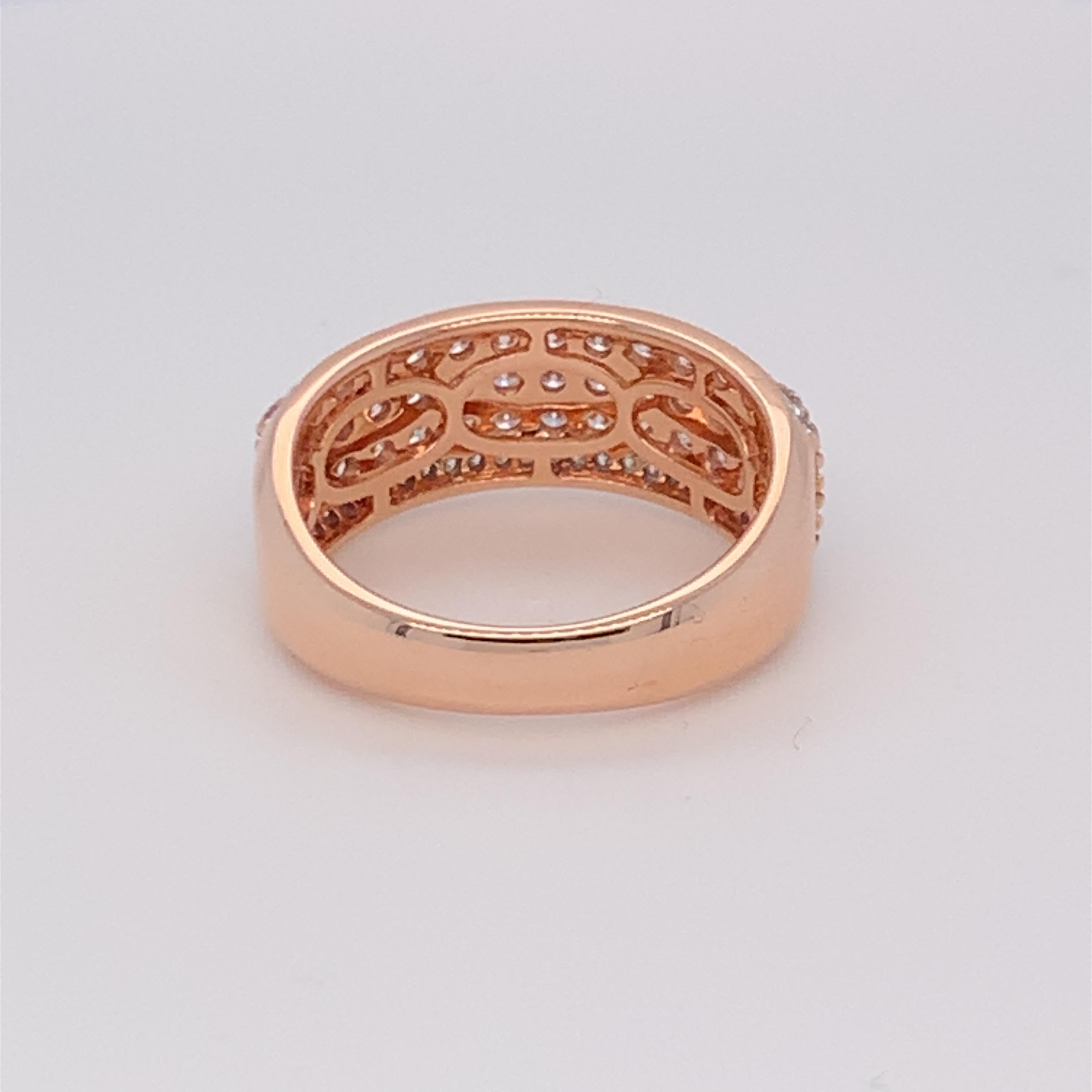 0,95 Karat rosa & weißer Diamantring aus 14 Karat zweifarbigem Gold im Angebot 3