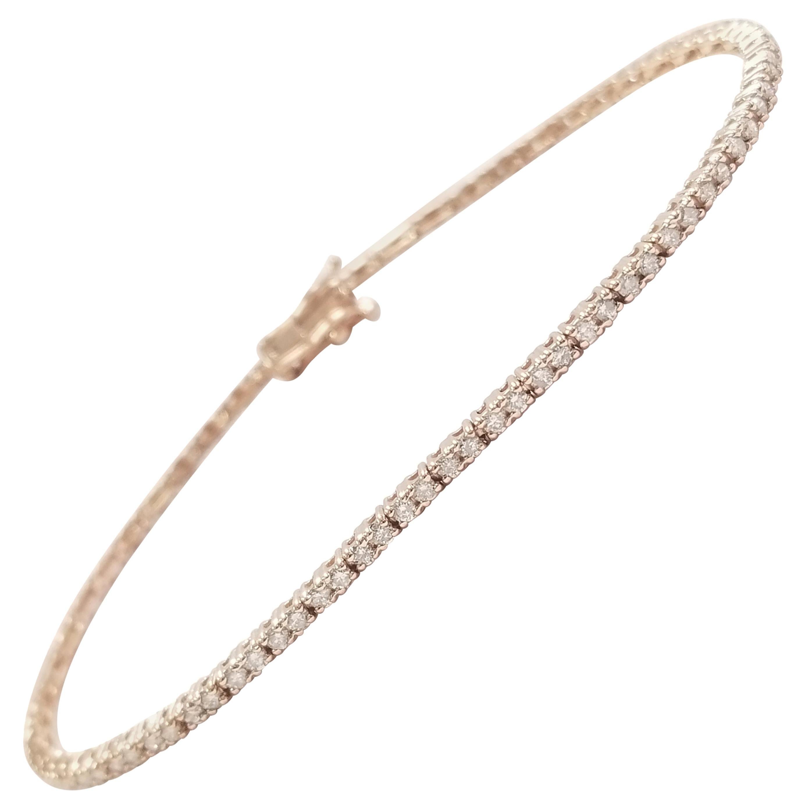 0.95 Carat Round Brilliant Cut Diamond Tennis Bracelet 14 Karat Rose Gold