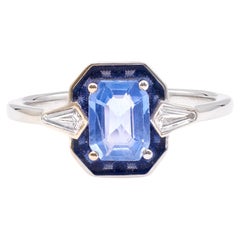 0.95 Carat Sapphire and Diamond 18k White Gold Ring