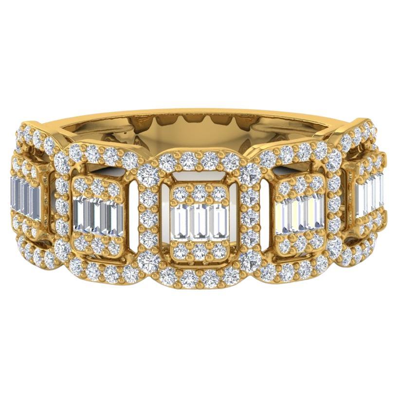 0.95 Carat Si Clarity HI Color Baguette Diamond Ring 18k Yellow Gold Jewelry