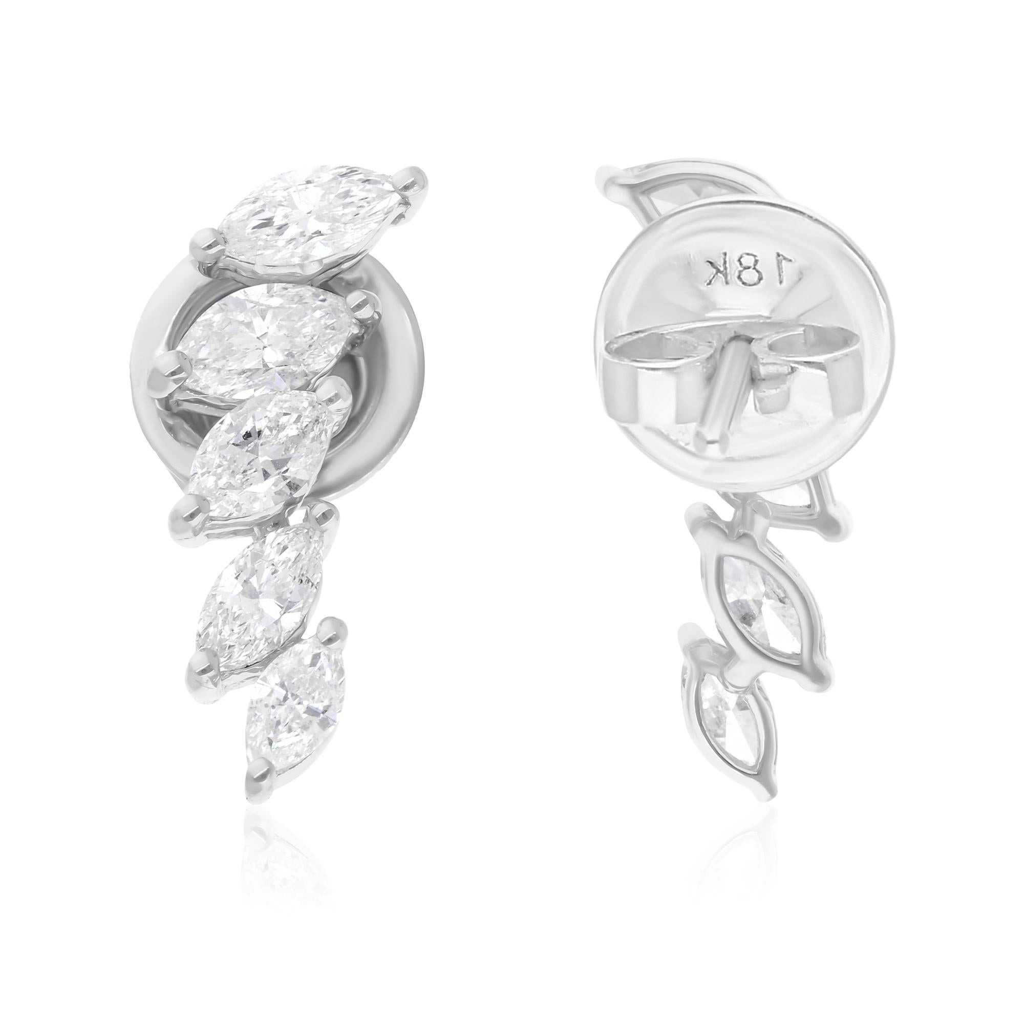 Enhance your jewelry collection with these elegant 0.95 Carat Diamond Earrings, a beautiful embodiment of refined luxury. Crafted in radiant 14 Karat White Gold, these earrings are the perfect blend of timeless sophistication and modern design,