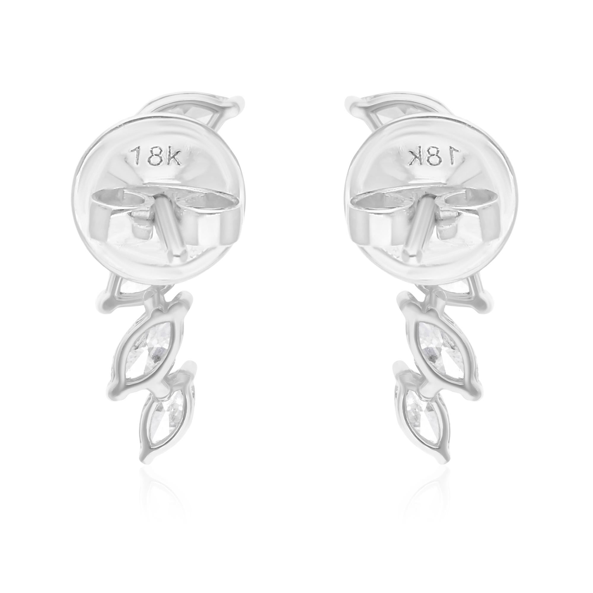 0.95 Carat SI Clarity HI Color Diamond Earrings 14 Karat White Gold Fine Jewelry In New Condition For Sale In Diera, Dubai
