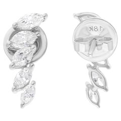 Boucles d
oreilles en or blanc 14 carats avec diamants de 0,95 carat de pureté SI et de couleur hi-colore