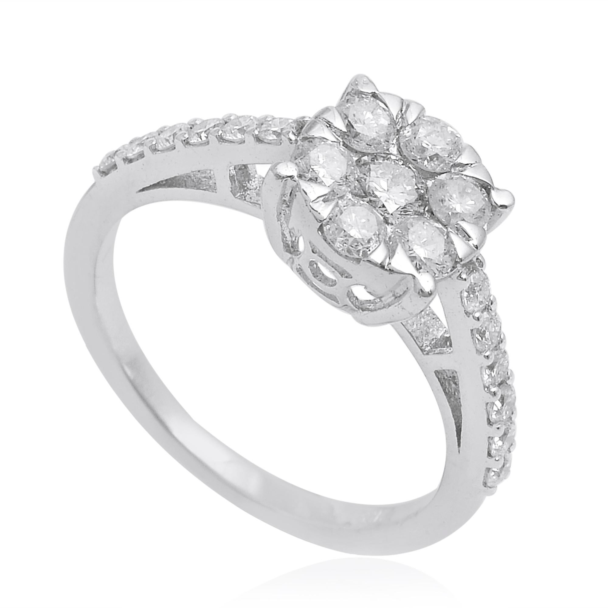 0,95 Karat SI Reinheit HI Farbe Diamant Versprechen Ring 18 Karat Weißgold Schmuck (Moderne) im Angebot