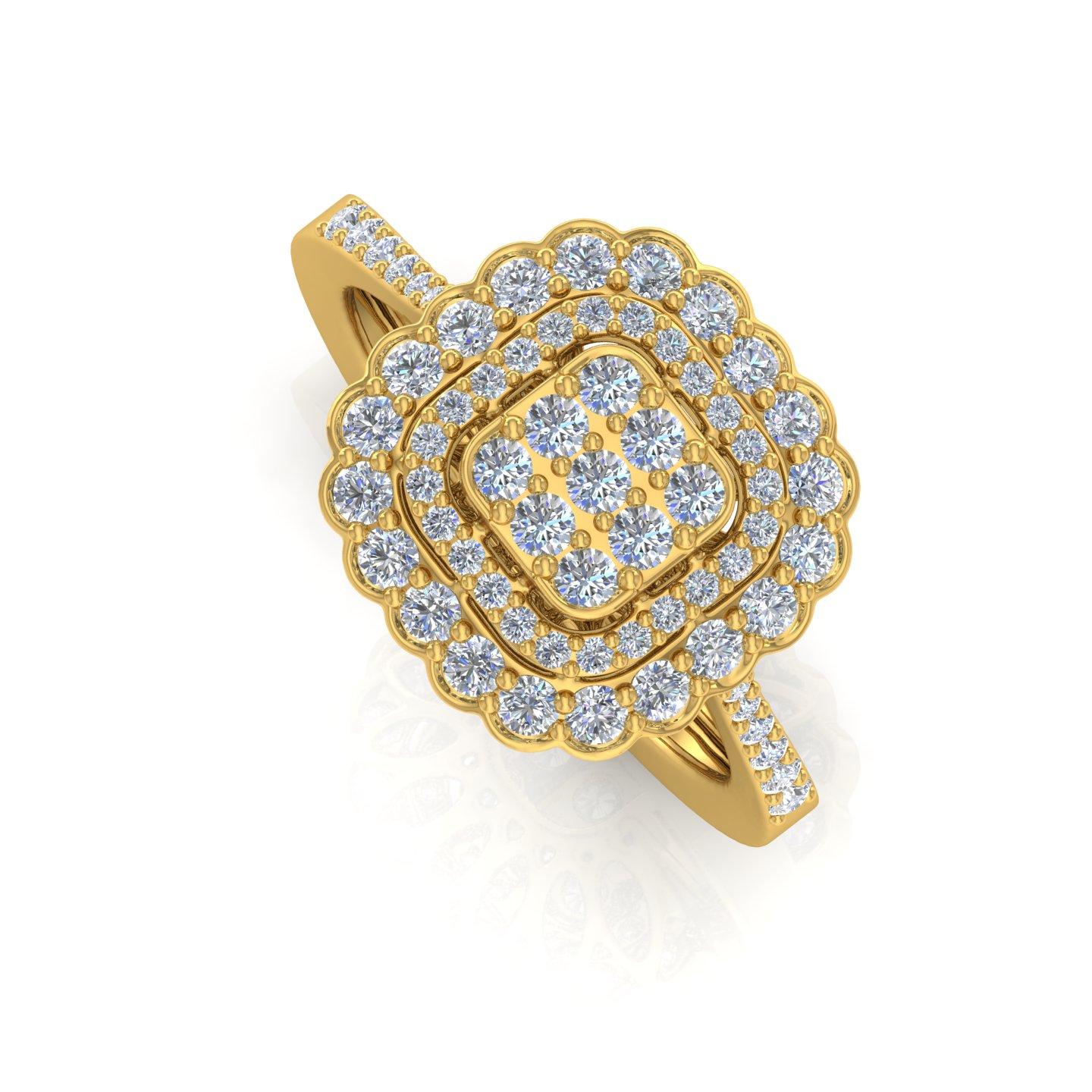 For Sale:  0.95 Carat SI Clarity HI Color Diamond Ring 18 Karat Yellow Gold Fine Jewelry 2