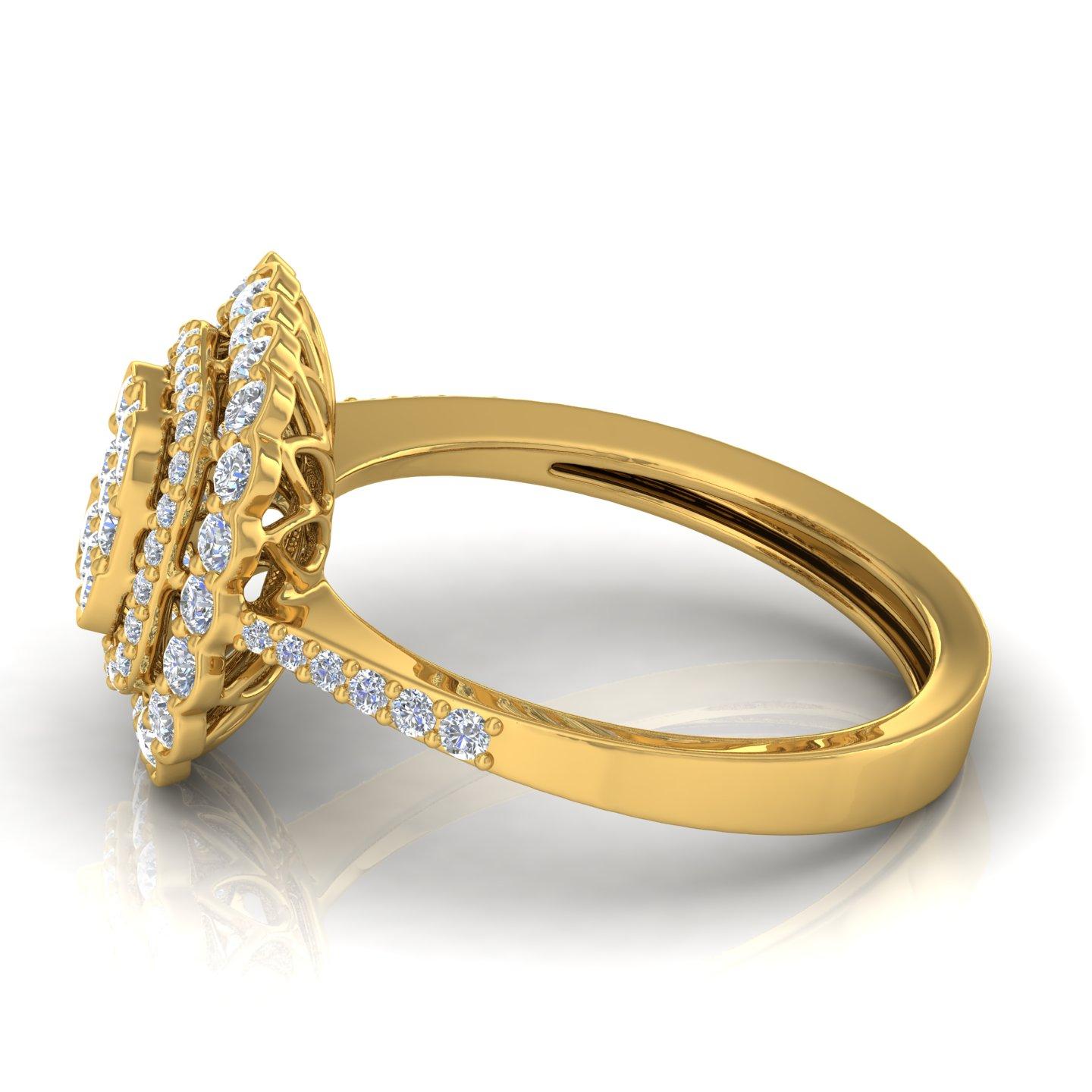 For Sale:  0.95 Carat SI Clarity HI Color Diamond Ring 18 Karat Yellow Gold Fine Jewelry 3