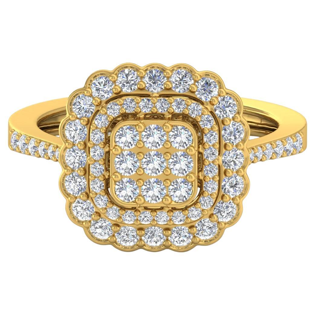 For Sale:  0.95 Carat SI Clarity HI Color Diamond Ring 18 Karat Yellow Gold Fine Jewelry