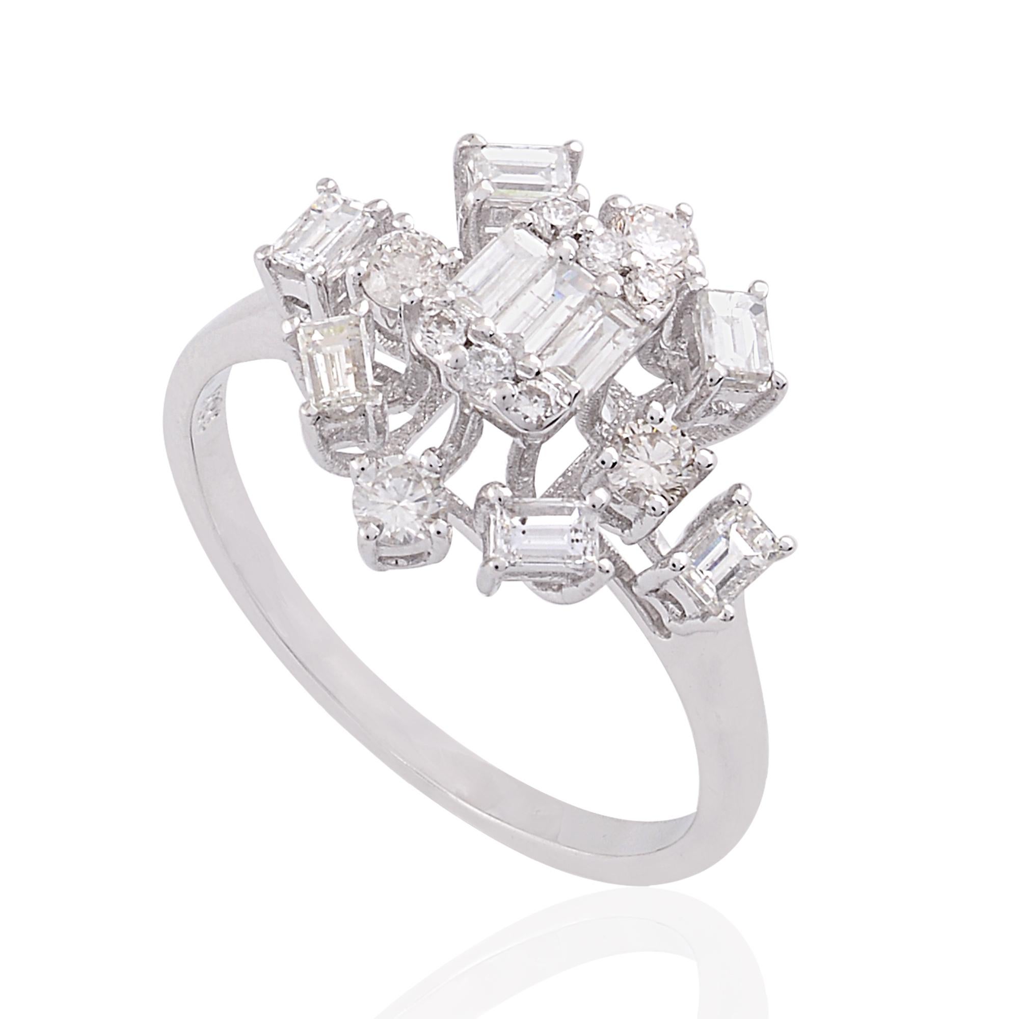 Im Angebot: 0,95 Karat SI Reinheit HI Farbe Smaragdschliff Diamantring 18k Weißgold Schmuck () 2