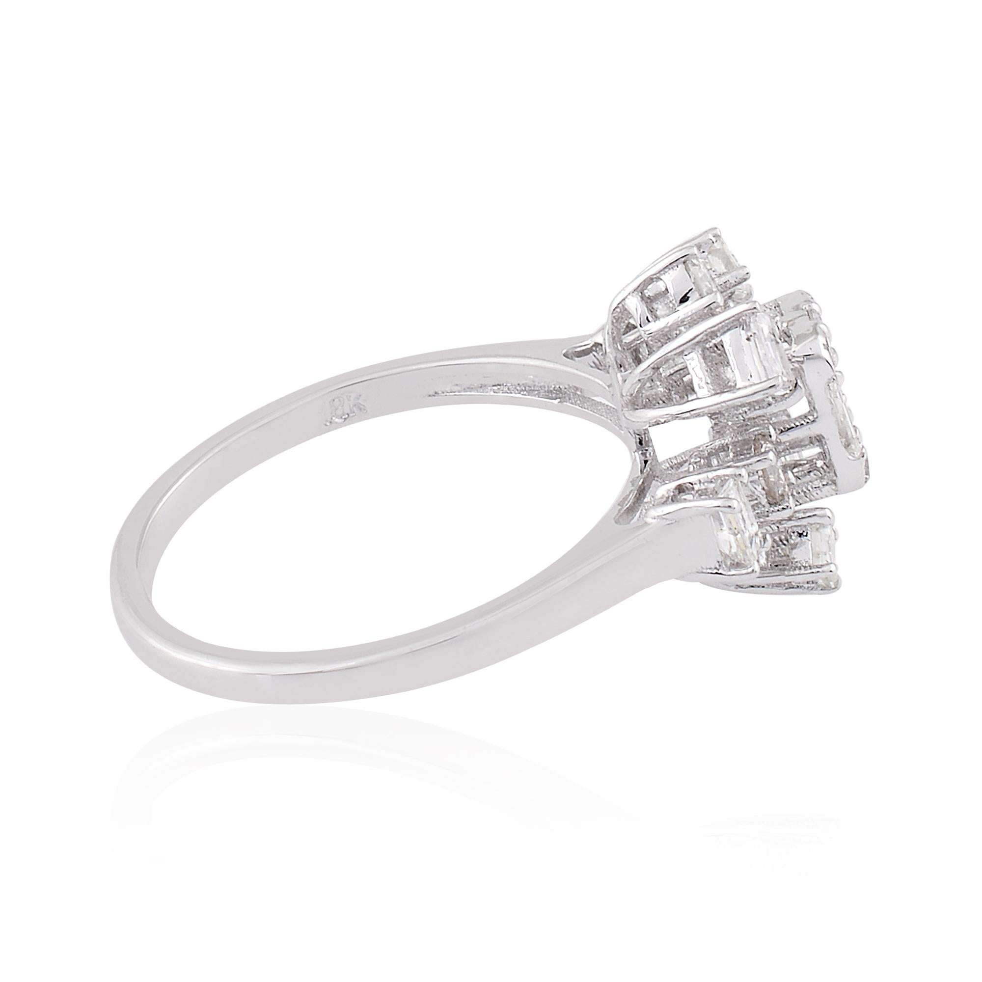 For Sale:  0.95 Carat SI Clarity HI Color Emerald Cut Diamond Ring 18k White Gold Jewelry 3