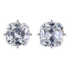 0.95 Carat Total Weight Antique Cushion Diamond Custom Made Platinum Studs