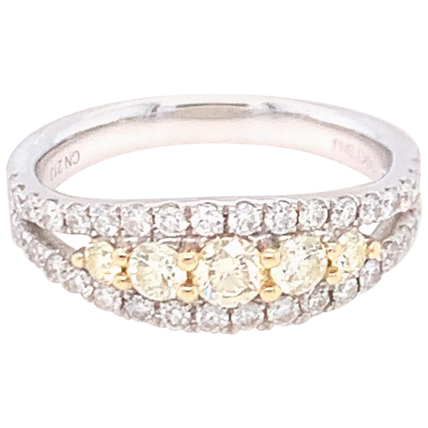 0.95 Carat Yellow & White Diamond in 14k Two Tone Gold