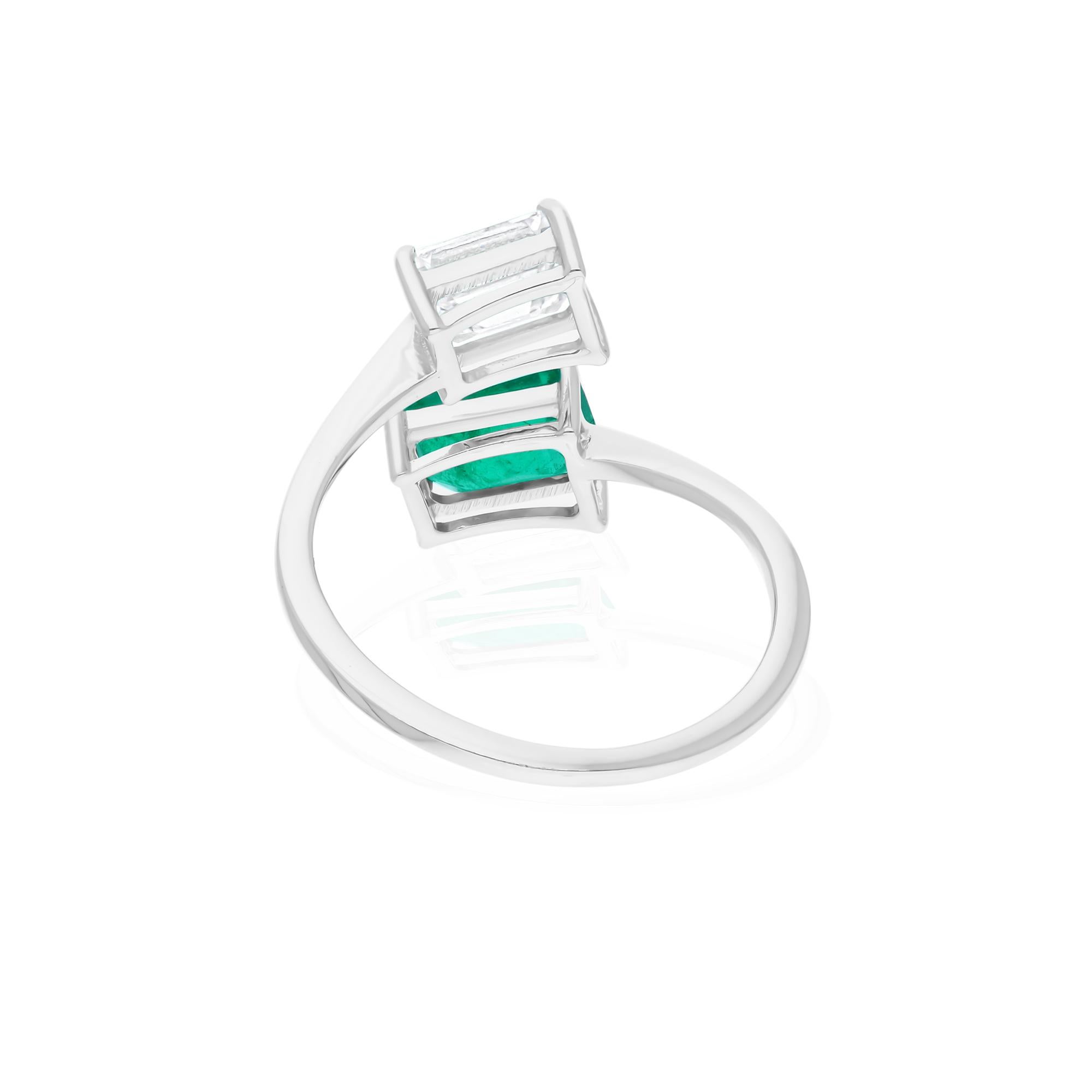 0,95 Karat sambischer Smaragd 0,90 Karat Diamantring aus 18 Karat Weißgold mit Smaragd im Smaragdschliff im Angebot 2