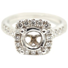0.95 Carats Diamond 14 Karat White Gold Semi-Mount Engagement Ring