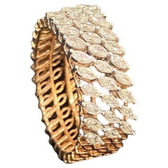 0.95 Carats F/VS1 Marquise Shape Diamonds Anniversary Band Ring in 14K Rose Gold