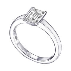 0.95 ct Baguette Natural Diamond in 18k White Gold Solitaire Ring
